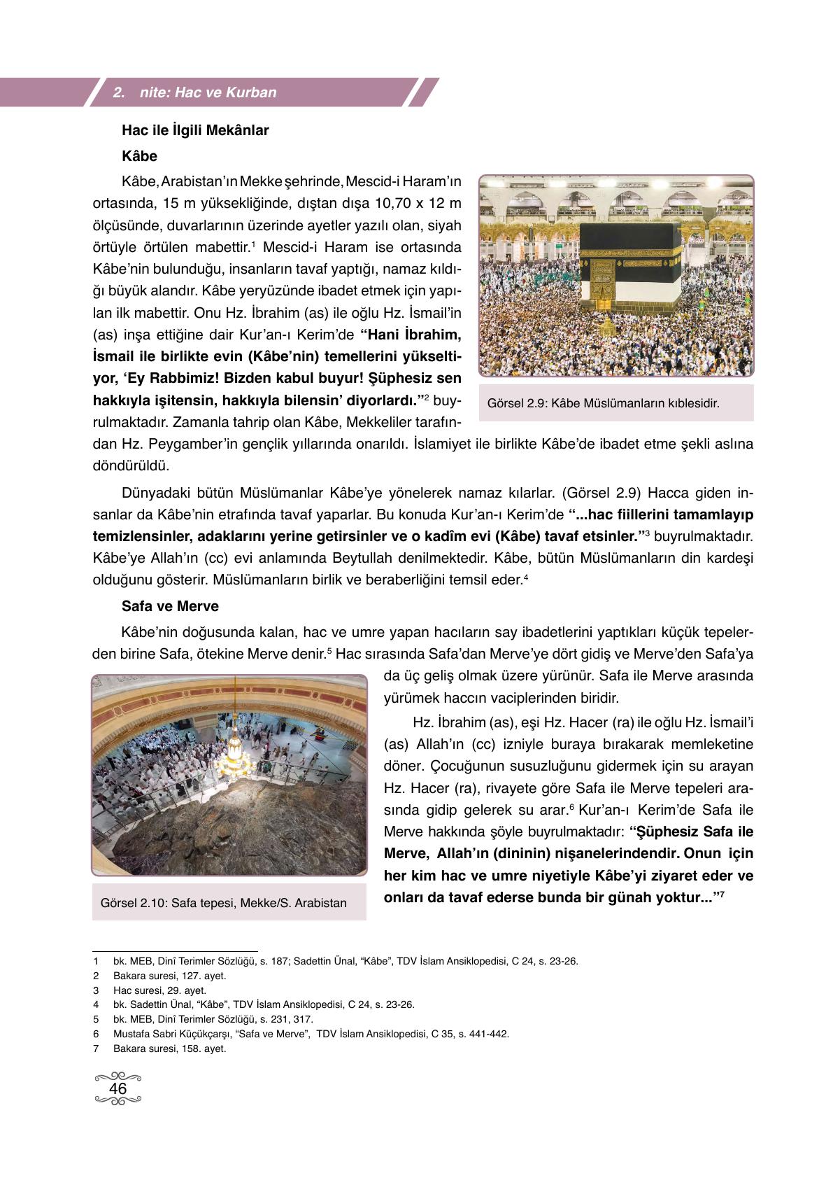 7. Sınıf Erkad Yayıncılık Din Kültürü Ve Ahlak Bilgisi Ders Kitabı Sayfa 46 Cevapları