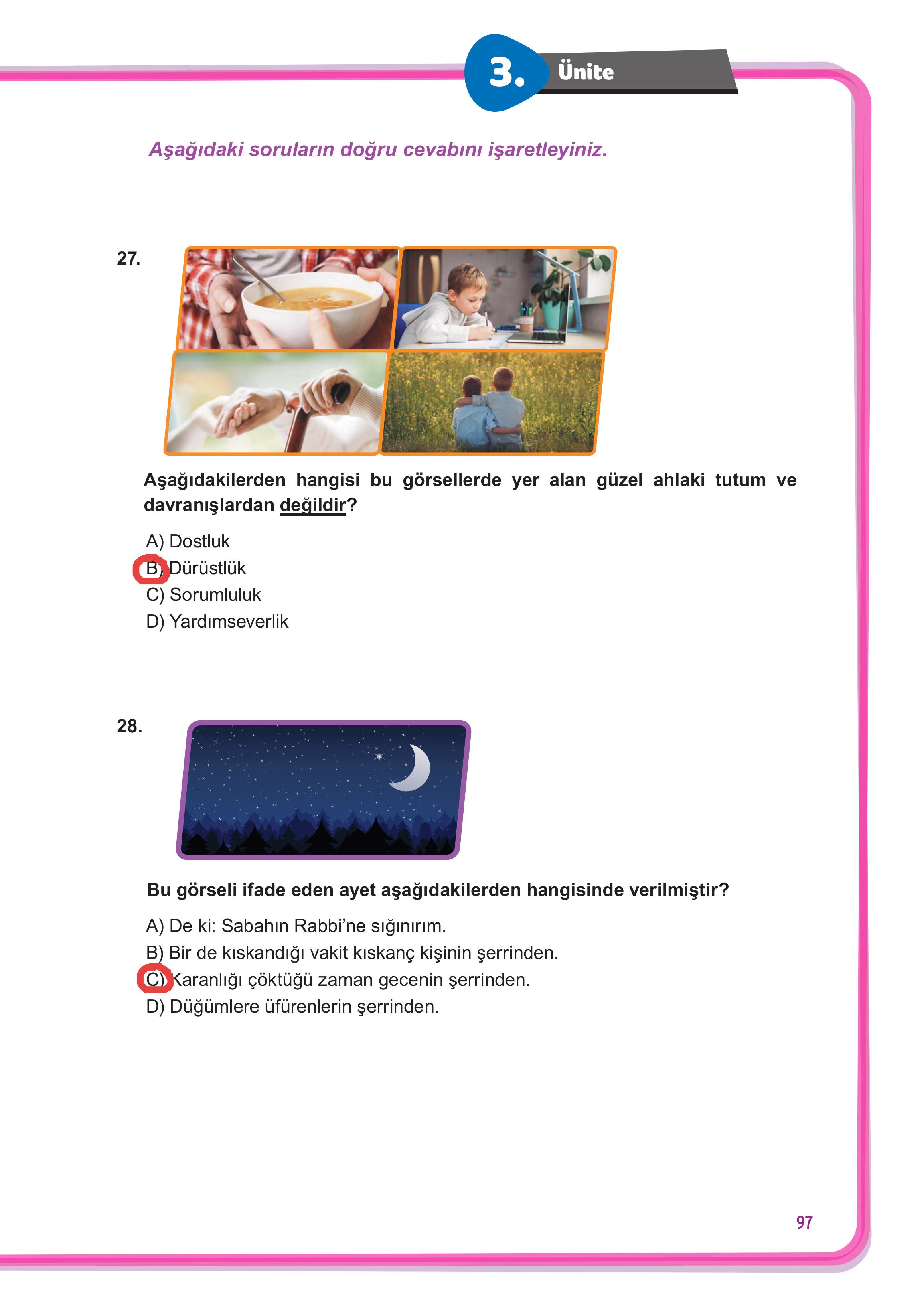 7. Sınıf Meb Yayınları Din Kültürü Ve Ahlak Bilgisi Ders Kitabı Sayfa 97 Cevapları