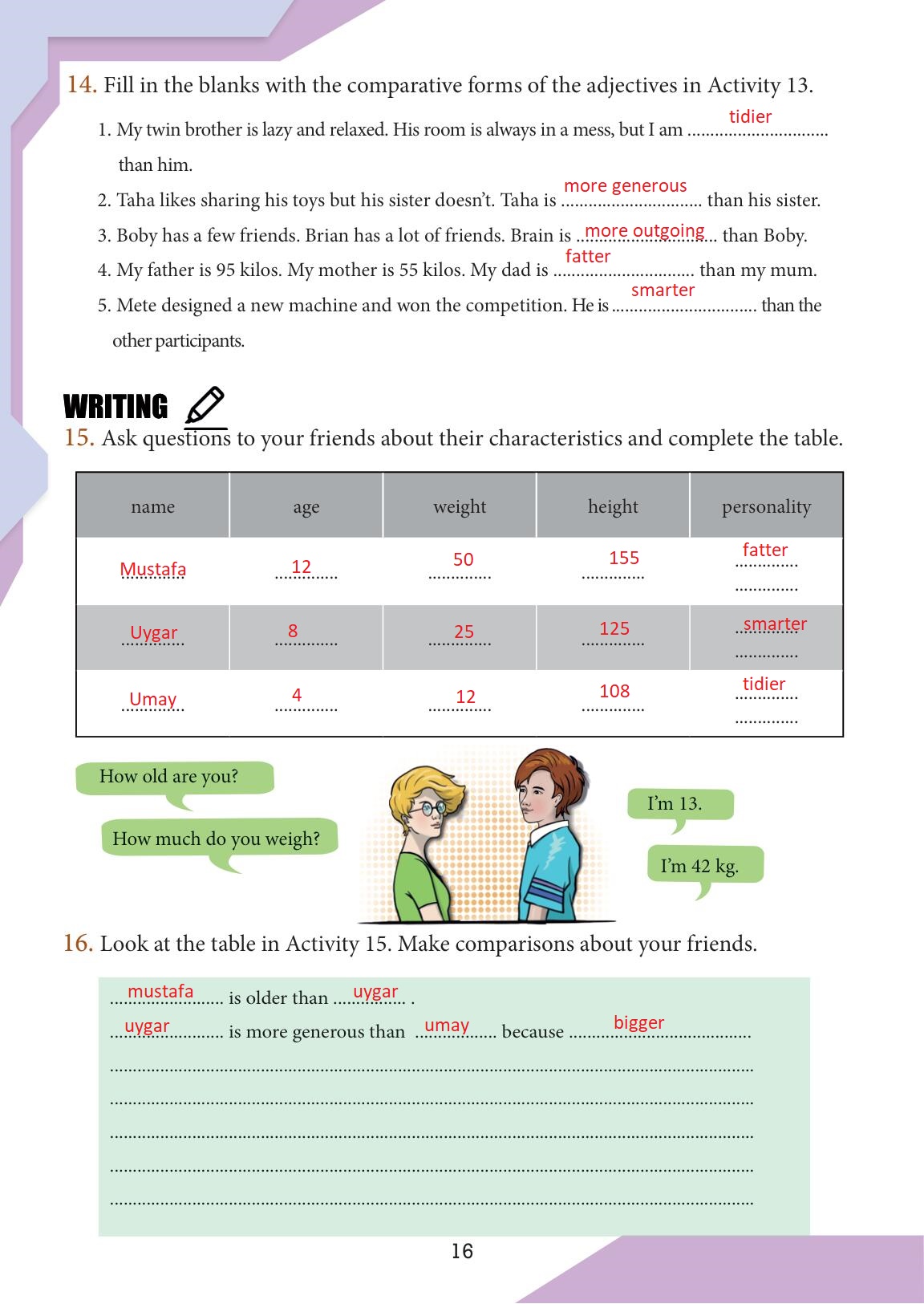 7. Sınıf Meb Yayınları İngilizce Ders Kitabı Sayfa 16 Cevapları