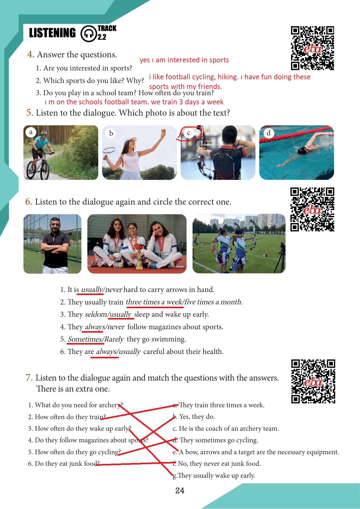 7. Sınıf Meb Yayınları İngilizce Ders Kitabı Sayfa 24 Cevapları