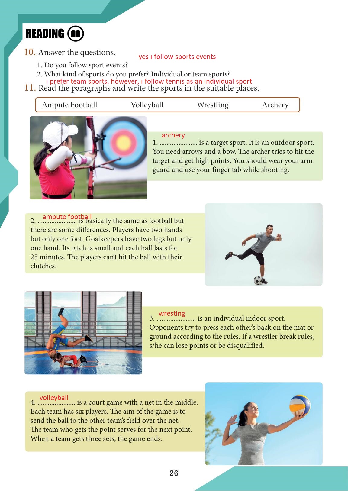 7. Sınıf Meb Yayınları İngilizce Ders Kitabı Sayfa 26 Cevapları