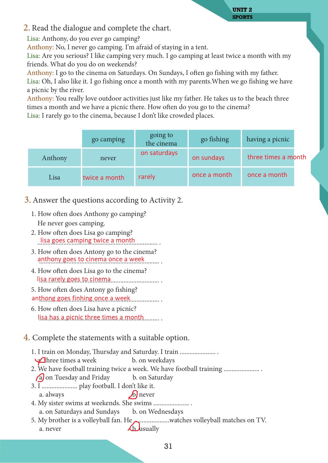 7. Sınıf Meb Yayınları İngilizce Ders Kitabı Sayfa 31 Cevapları