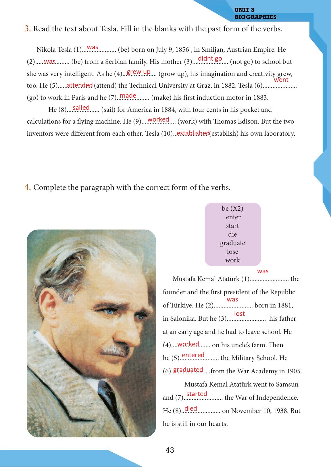 7. Sınıf Meb Yayınları İngilizce Ders Kitabı Sayfa 43 Cevapları