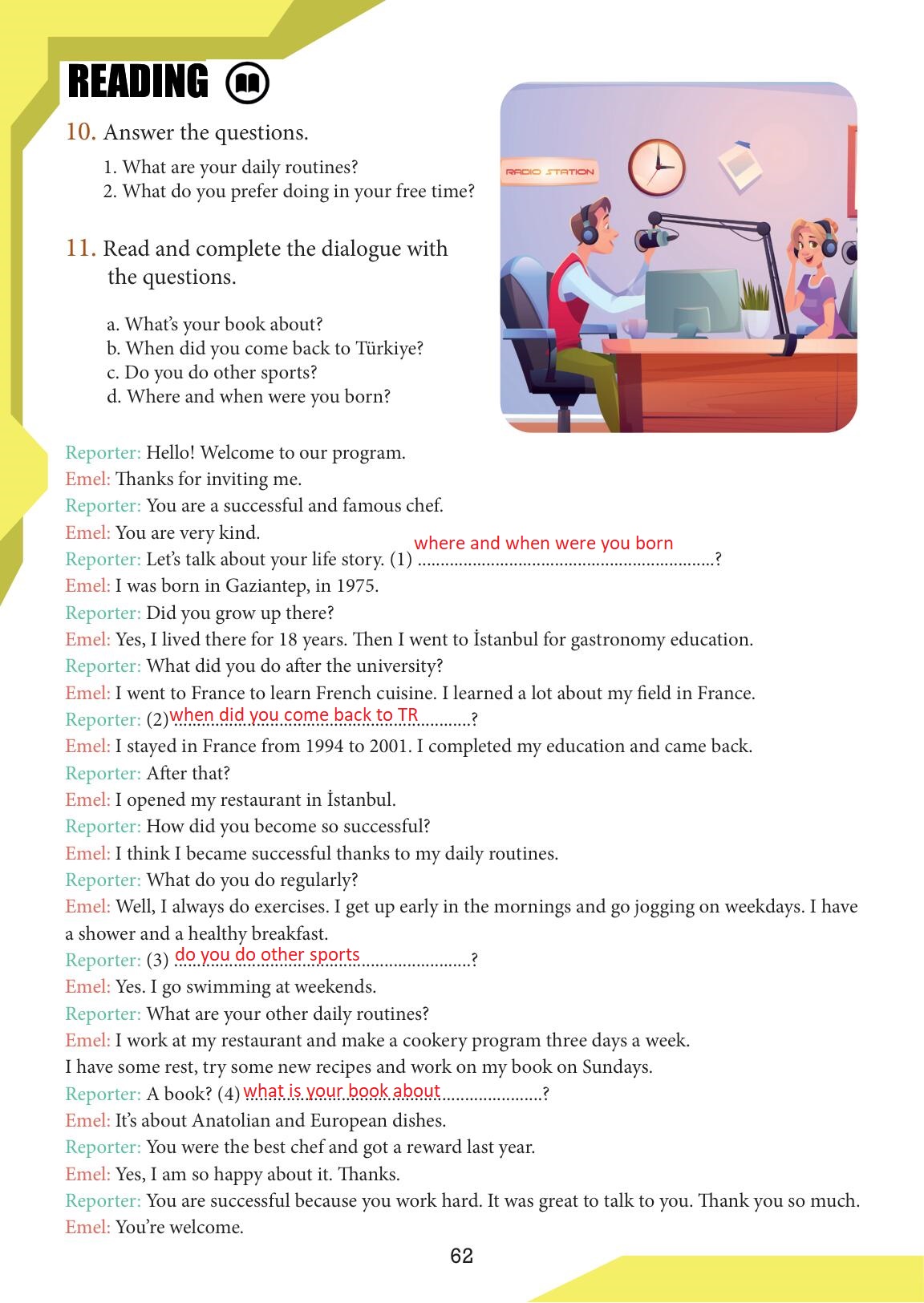 7. Sınıf Meb Yayınları İngilizce Ders Kitabı Sayfa 62 Cevapları