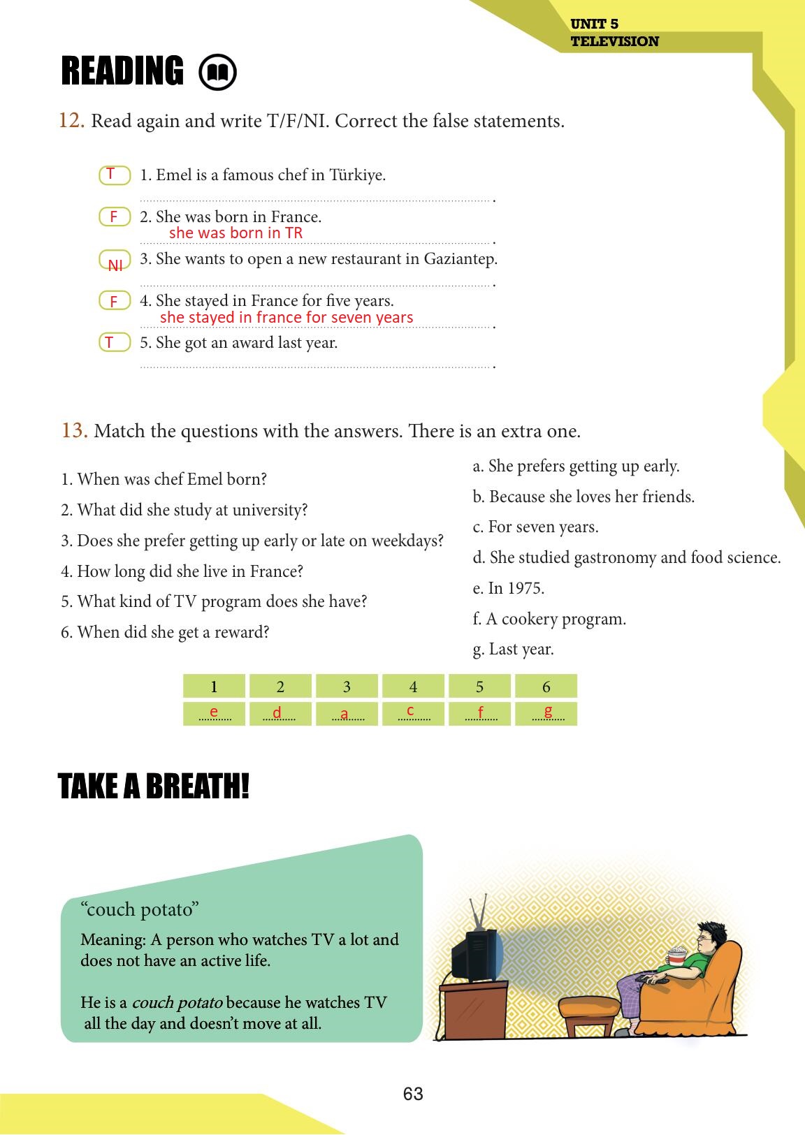 7. Sınıf Meb Yayınları İngilizce Ders Kitabı Sayfa 63 Cevapları