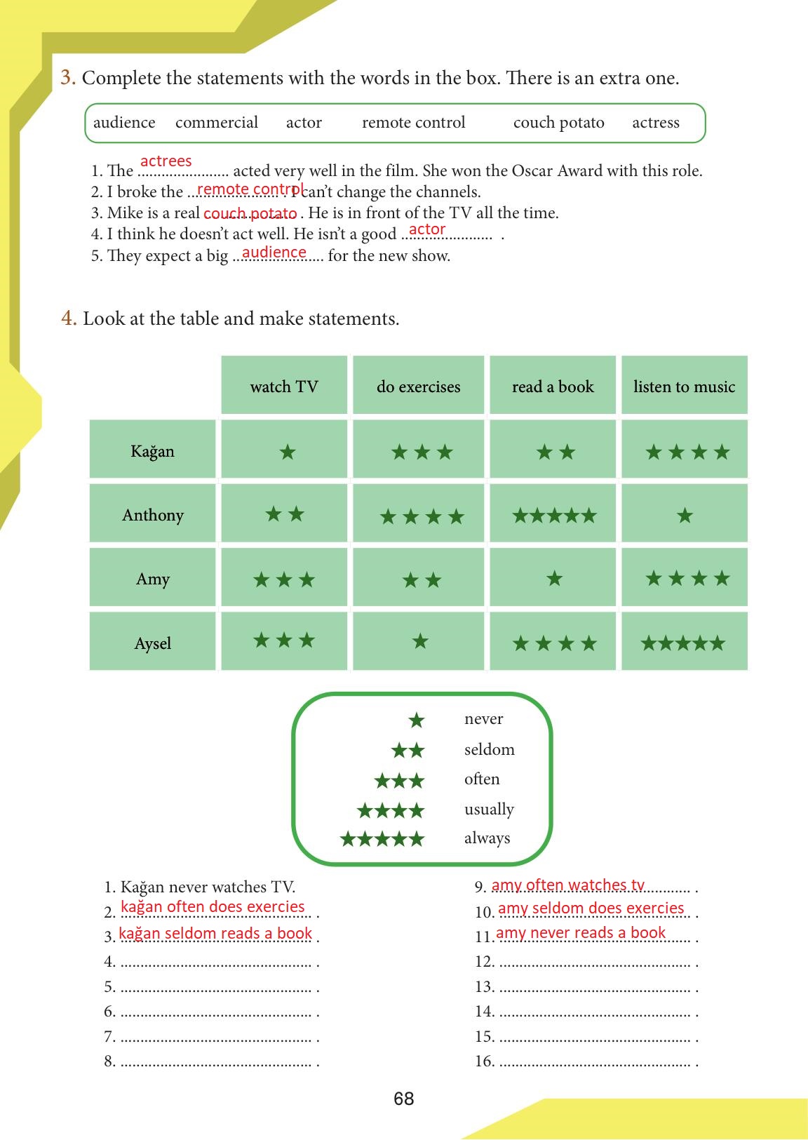 7. Sınıf Meb Yayınları İngilizce Ders Kitabı Sayfa 68 Cevapları