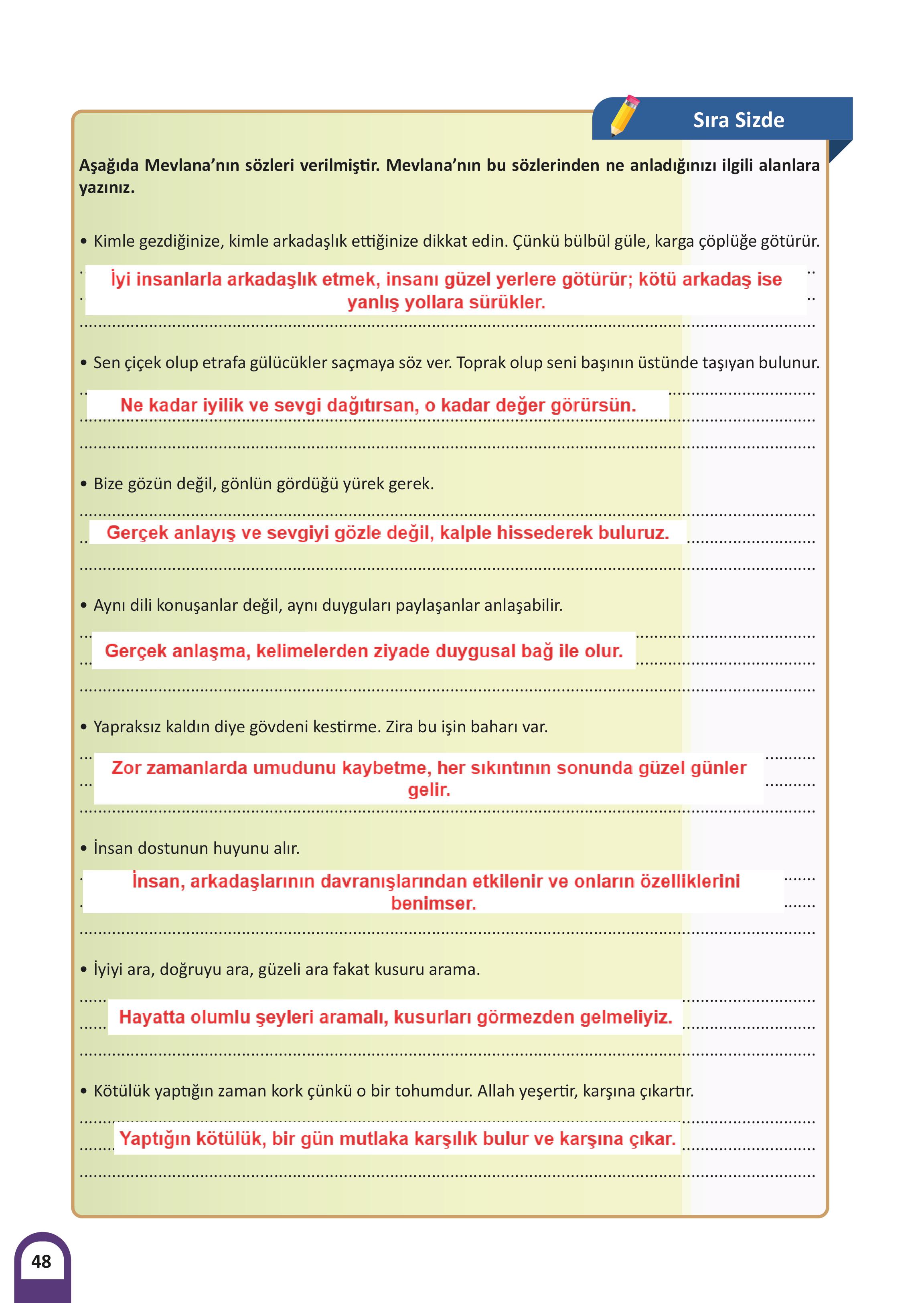 7. Sınıf Meb Yayınları Kültür Ve Medeniyetimize Yön Verenler Ders Kitabı Sayfa 49 Cevapları