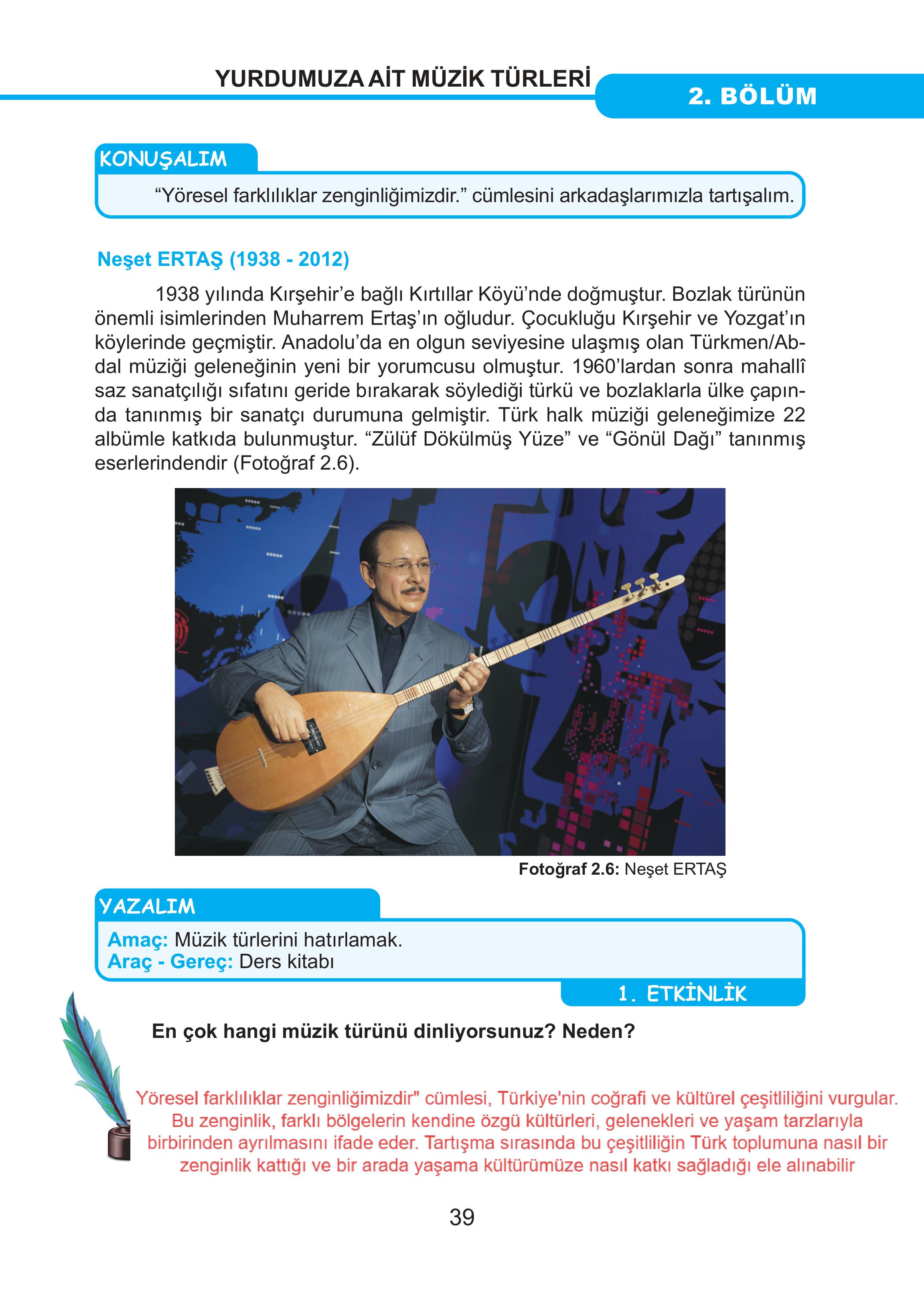 7. Sınıf Meb Yayınları Müzik Ders Kitabı Sayfa 39 Cevapları 7. Sınıf Meb Yayınları Müzik Ders Kitabı Sayfa 39 Cevapları