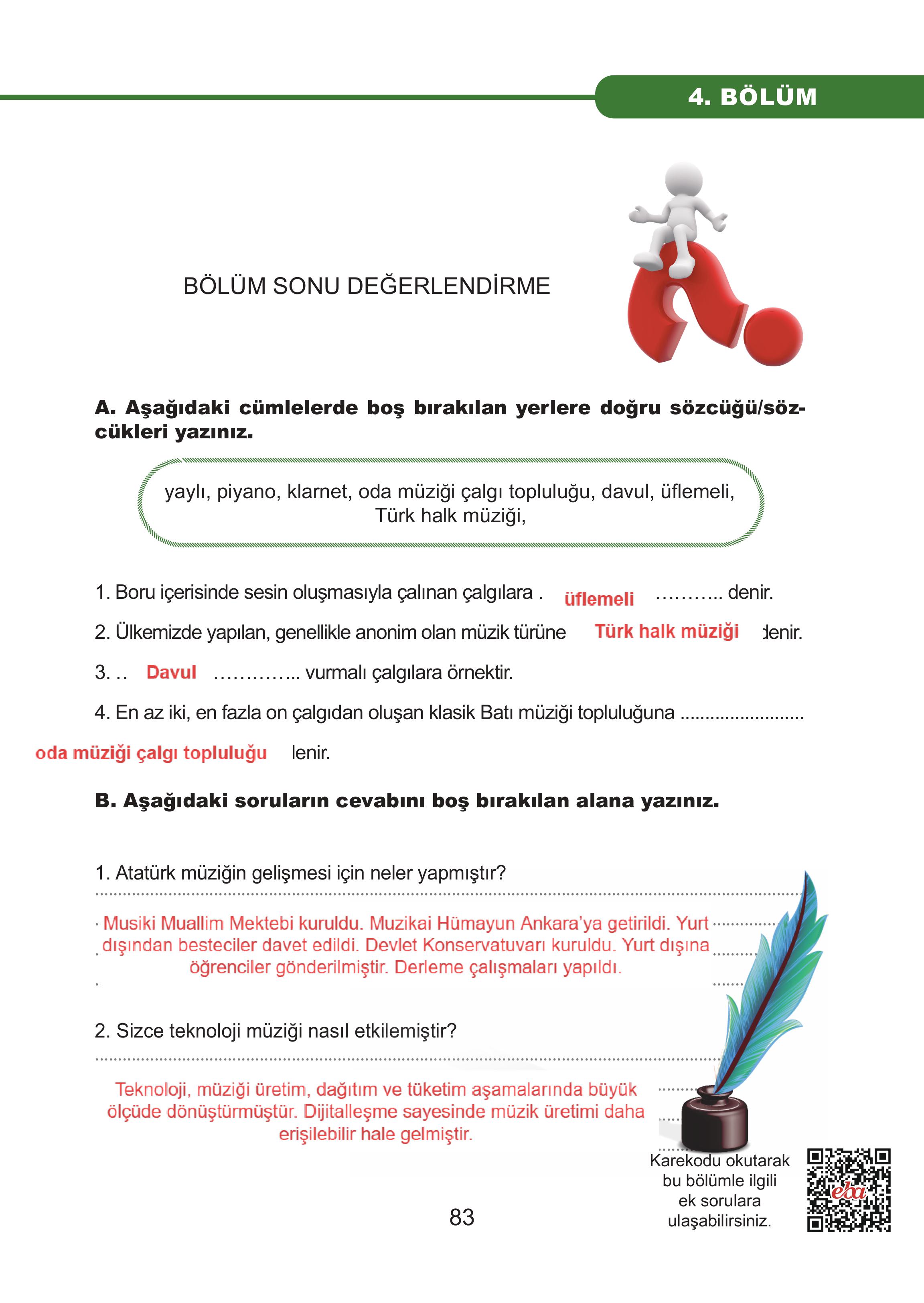 7. Sınıf Meb Yayınları Müzik Ders Kitabı Sayfa 83 Cevapları 7. Sınıf Meb Yayınları Müzik Ders Kitabı Sayfa 83 Cevapları