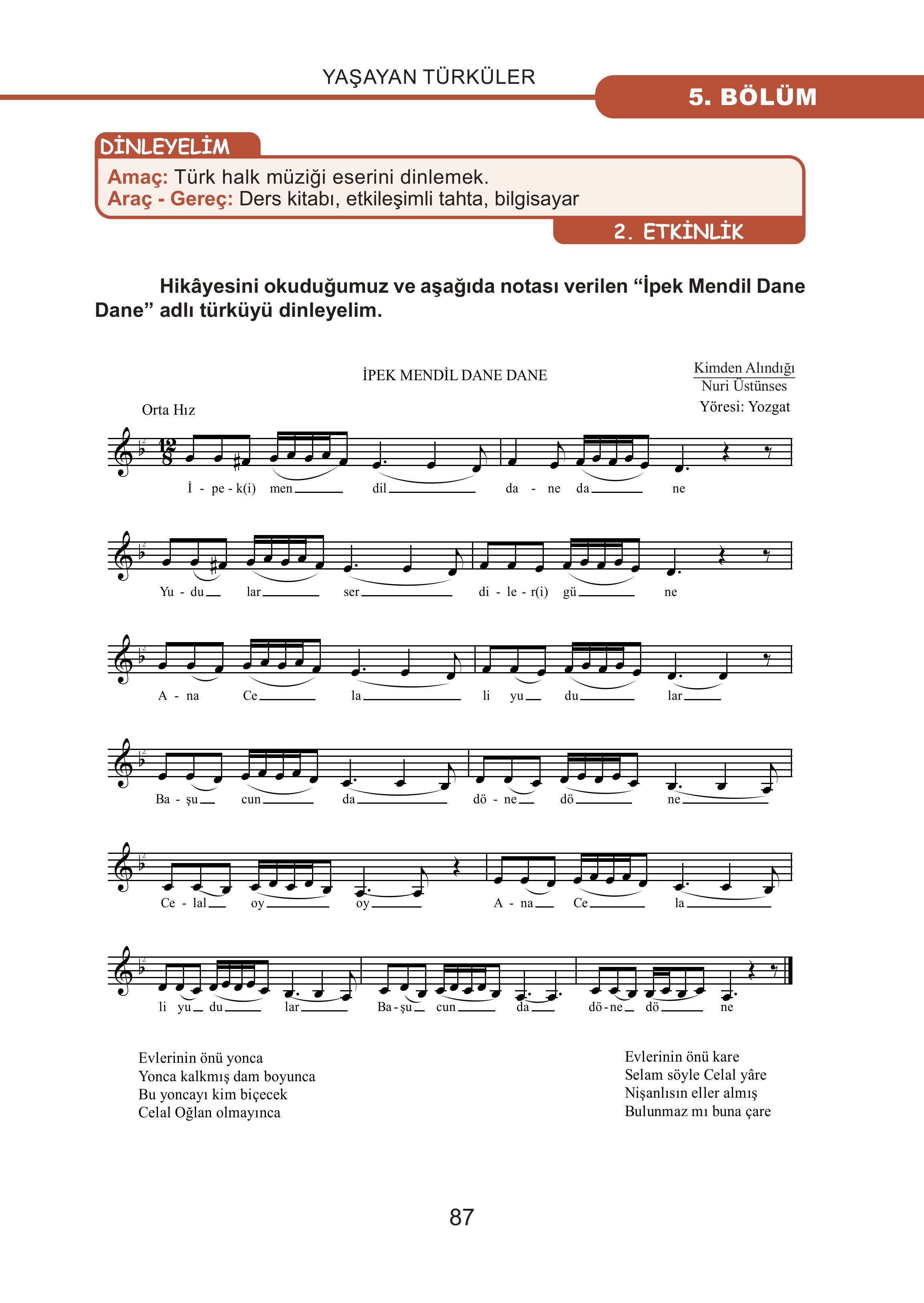 7. Sınıf Meb Yayınları Müzik Ders Kitabı Sayfa 87 Cevapları 7. Sınıf Meb Yayınları Müzik Ders Kitabı Sayfa 87 Cevapları