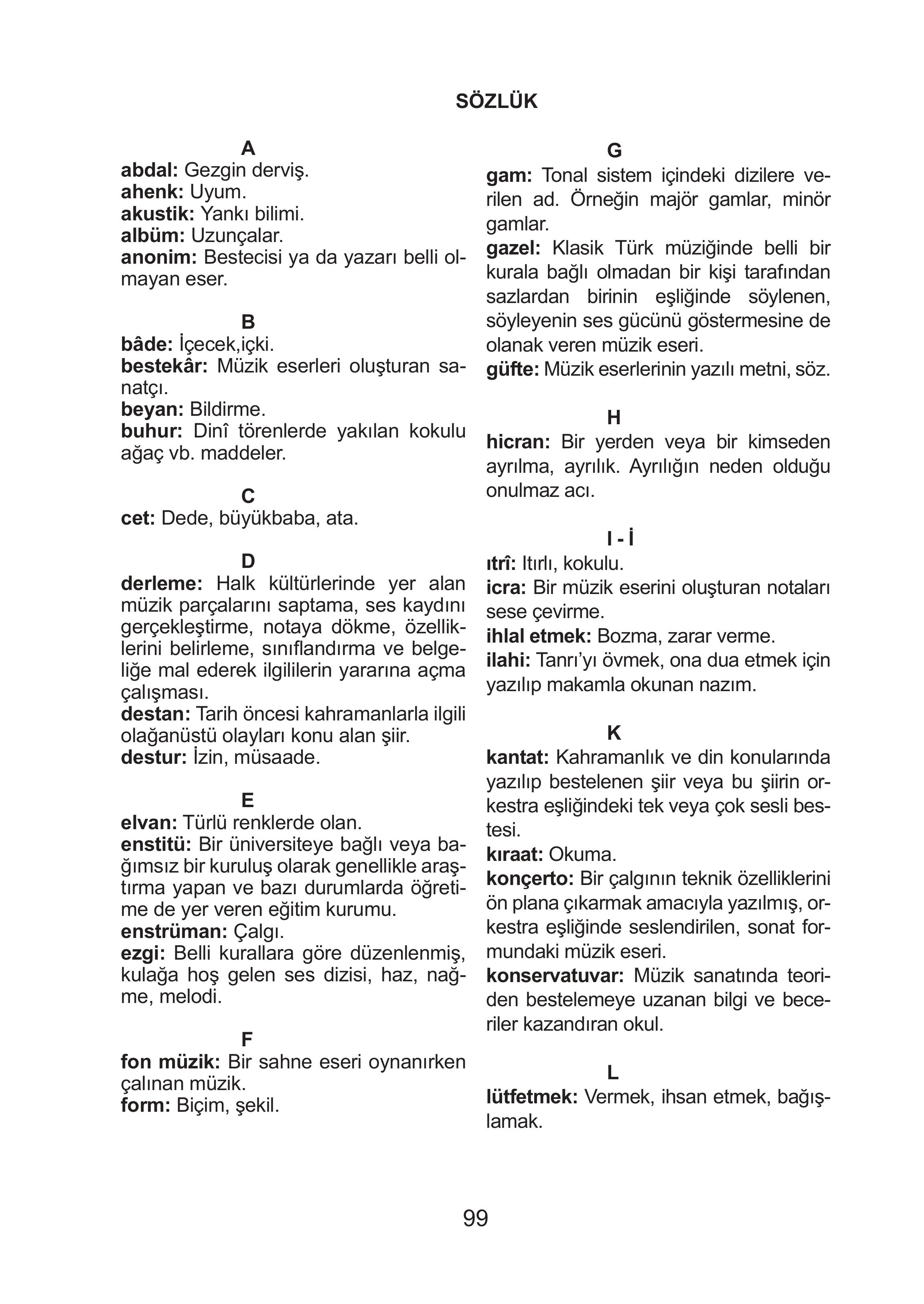 7. Sınıf Meb Yayınları Müzik Ders Kitabı Sayfa 99 Cevapları