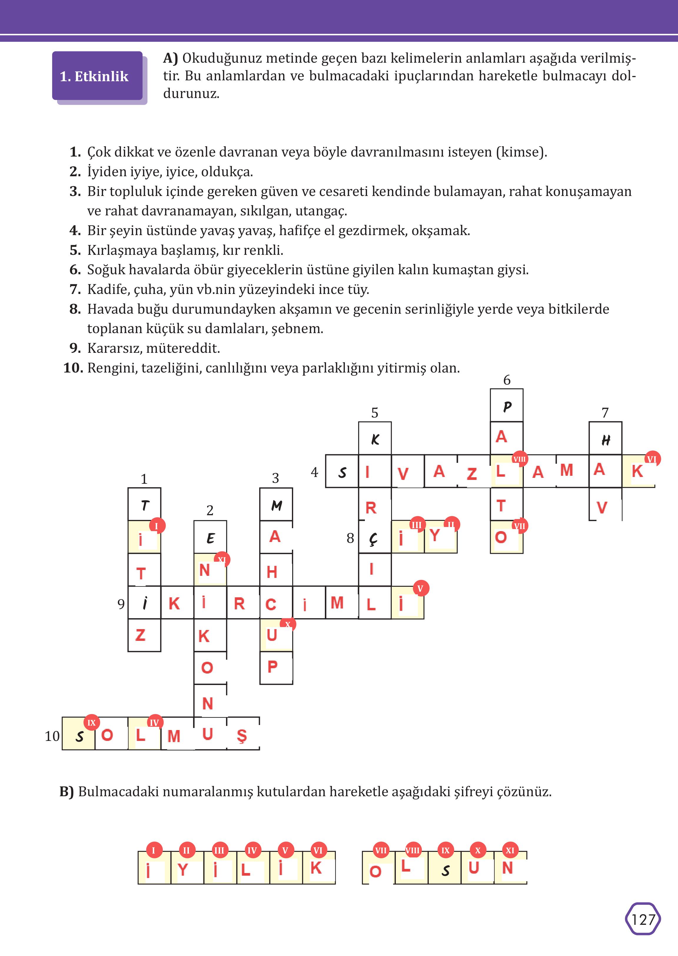 7. Sınıf Meb Yayınları Türkçe Ders Kitabı Sayfa 127 Cevapları 7. Sınıf Meb Yayınları Türkçe Ders Kitabı Sayfa 127 Cevapları