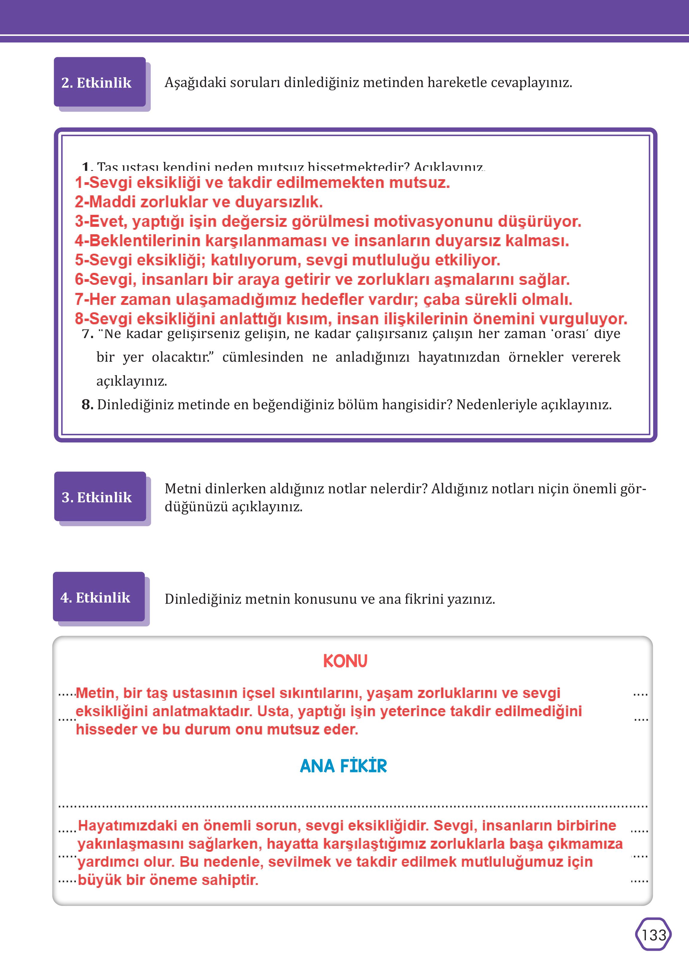 7. Sınıf Meb Yayınları Türkçe Ders Kitabı Sayfa 133 Cevapları 7. Sınıf Meb Yayınları Türkçe Ders Kitabı Sayfa 133 Cevapları