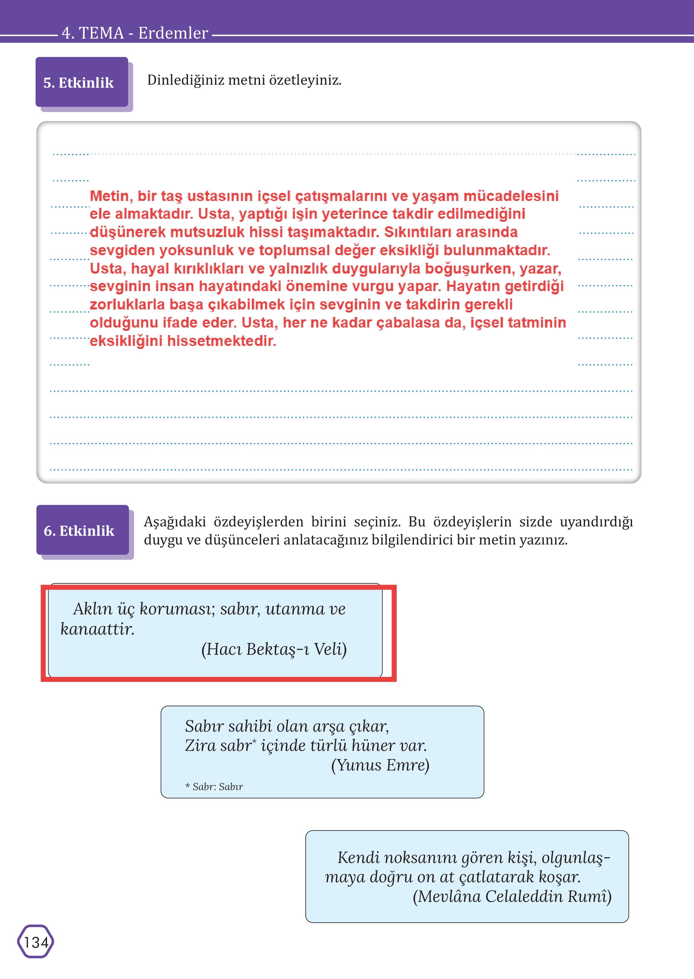 7. Sınıf Meb Yayınları Türkçe Ders Kitabı Sayfa 134 Cevapları 7. Sınıf Meb Yayınları Türkçe Ders Kitabı Sayfa 134 Cevapları