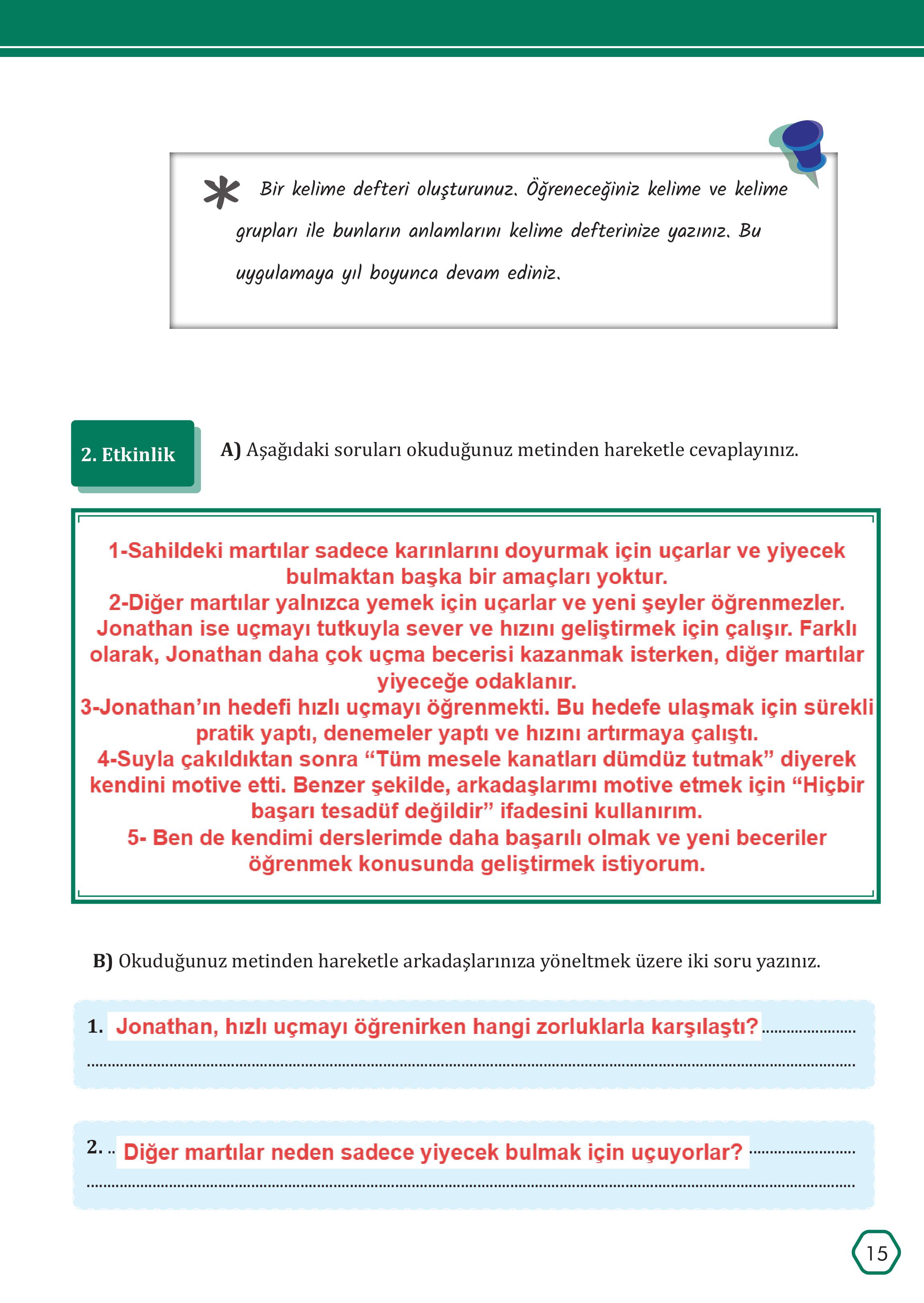 7. Sınıf Meb Yayınları Türkçe Ders Kitabı Sayfa 15 Cevapları 7. Sınıf Meb Yayınları Türkçe Ders Kitabı Sayfa 15 Cevapları