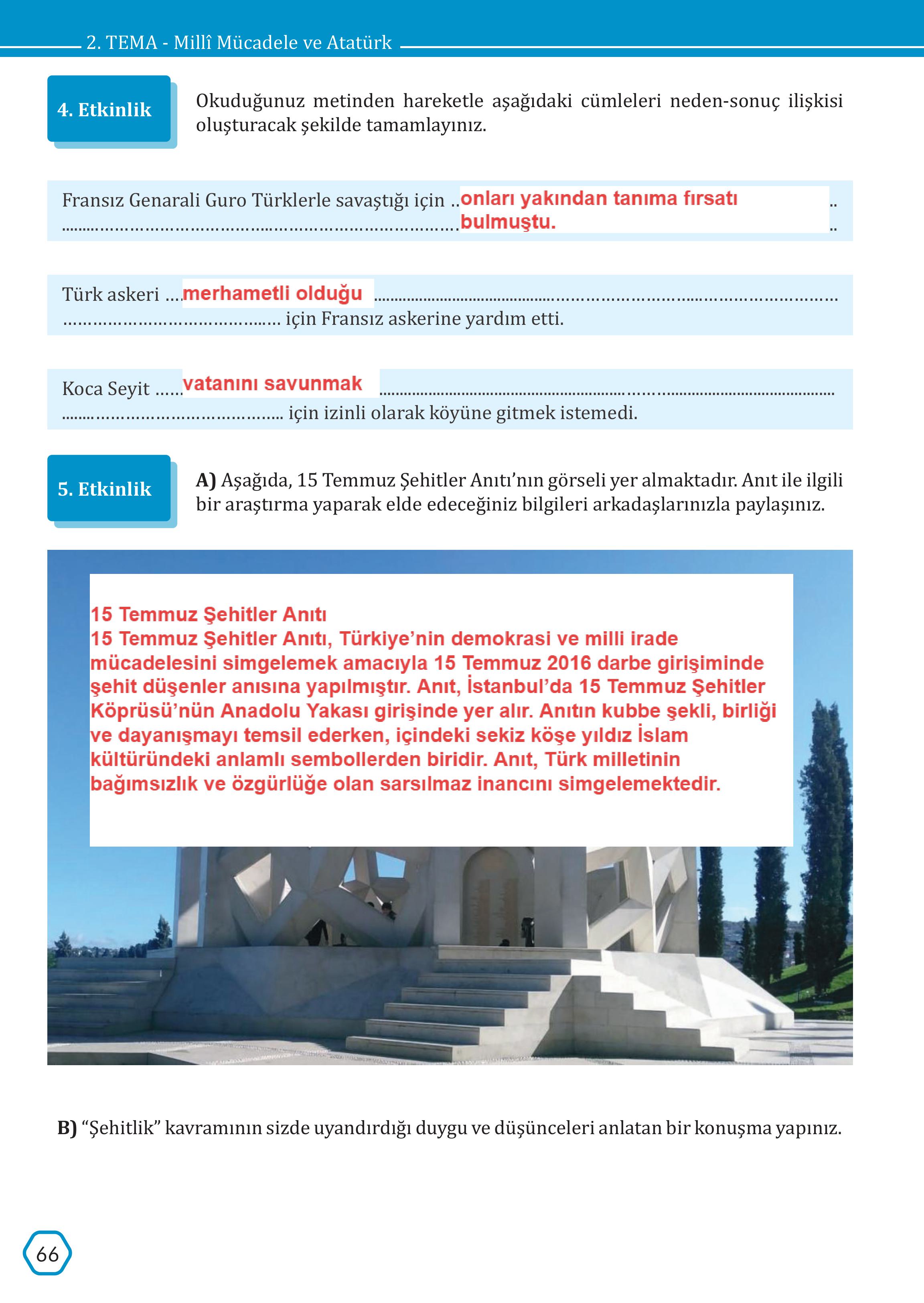 7. Sınıf Meb Yayınları Türkçe Ders Kitabı Sayfa 66 Cevapları 7. Sınıf Meb Yayınları Türkçe Ders Kitabı Sayfa 66 Cevapları