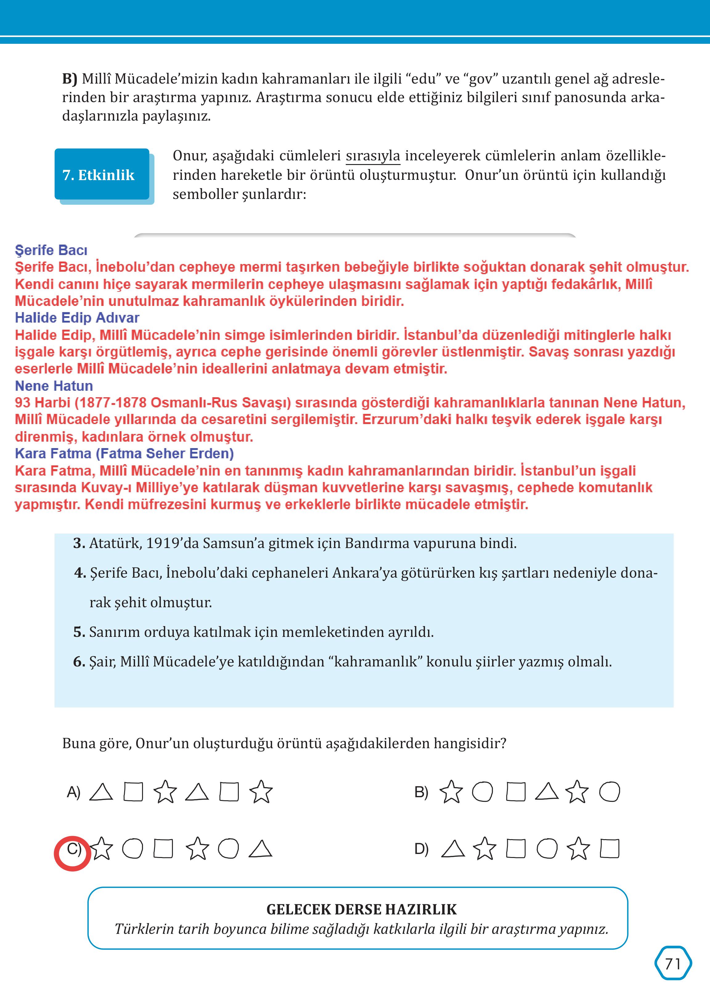 7. Sınıf Meb Yayınları Türkçe Ders Kitabı Sayfa 71 Cevapları 7. Sınıf Meb Yayınları Türkçe Ders Kitabı Sayfa 71 Cevapları