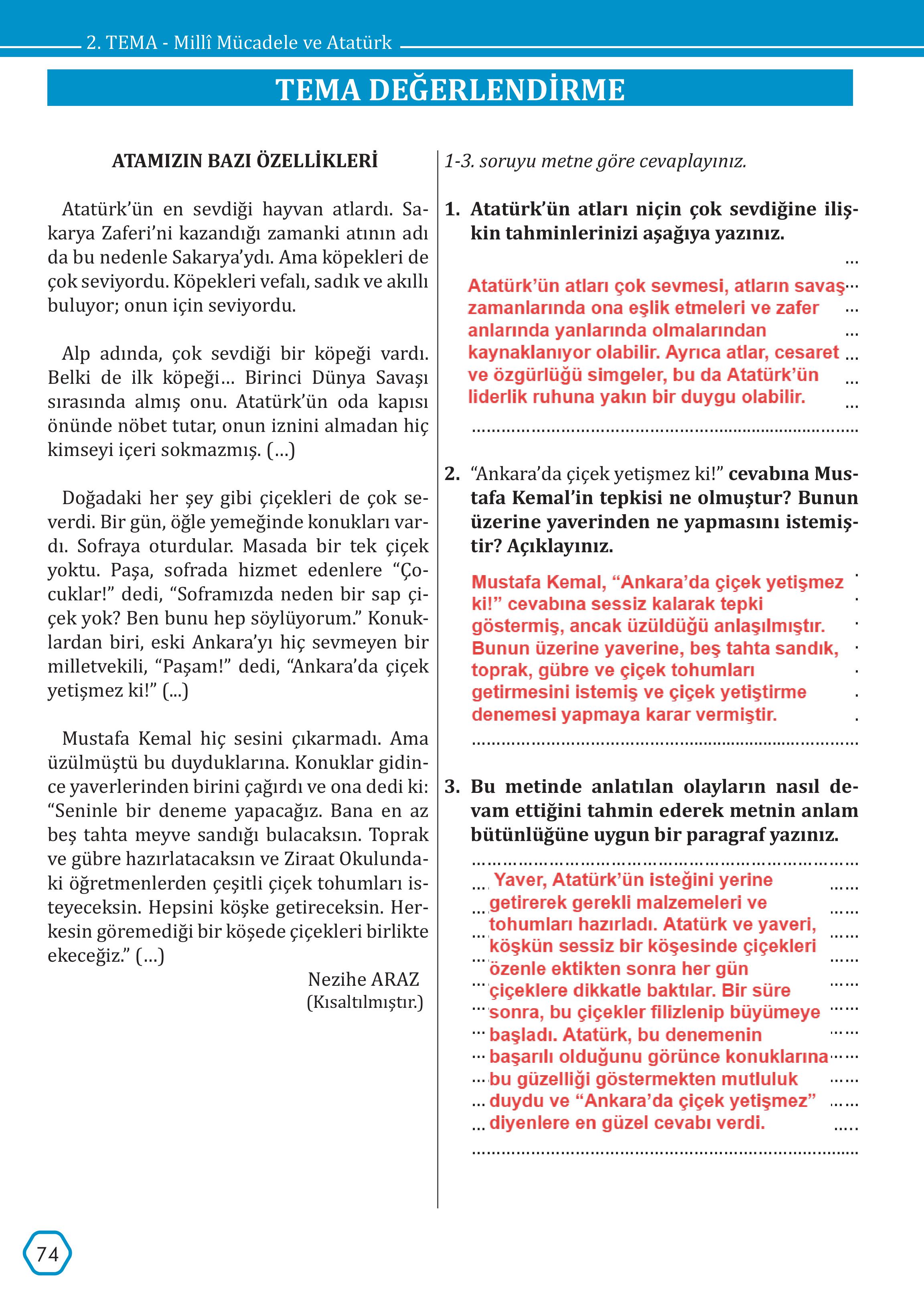 7. Sınıf Meb Yayınları Türkçe Ders Kitabı Sayfa 74 Cevapları 7. Sınıf Meb Yayınları Türkçe Ders Kitabı Sayfa 74 Cevapları