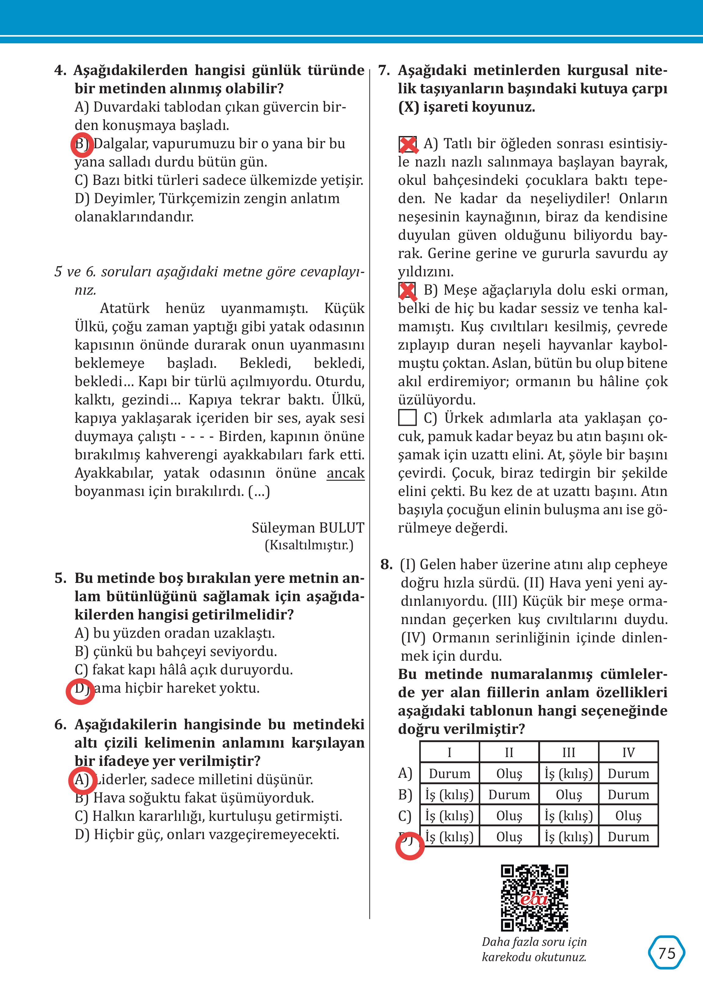 7. Sınıf Meb Yayınları Türkçe Ders Kitabı Sayfa 75 Cevapları 7. Sınıf Meb Yayınları Türkçe Ders Kitabı Sayfa 75 Cevapları