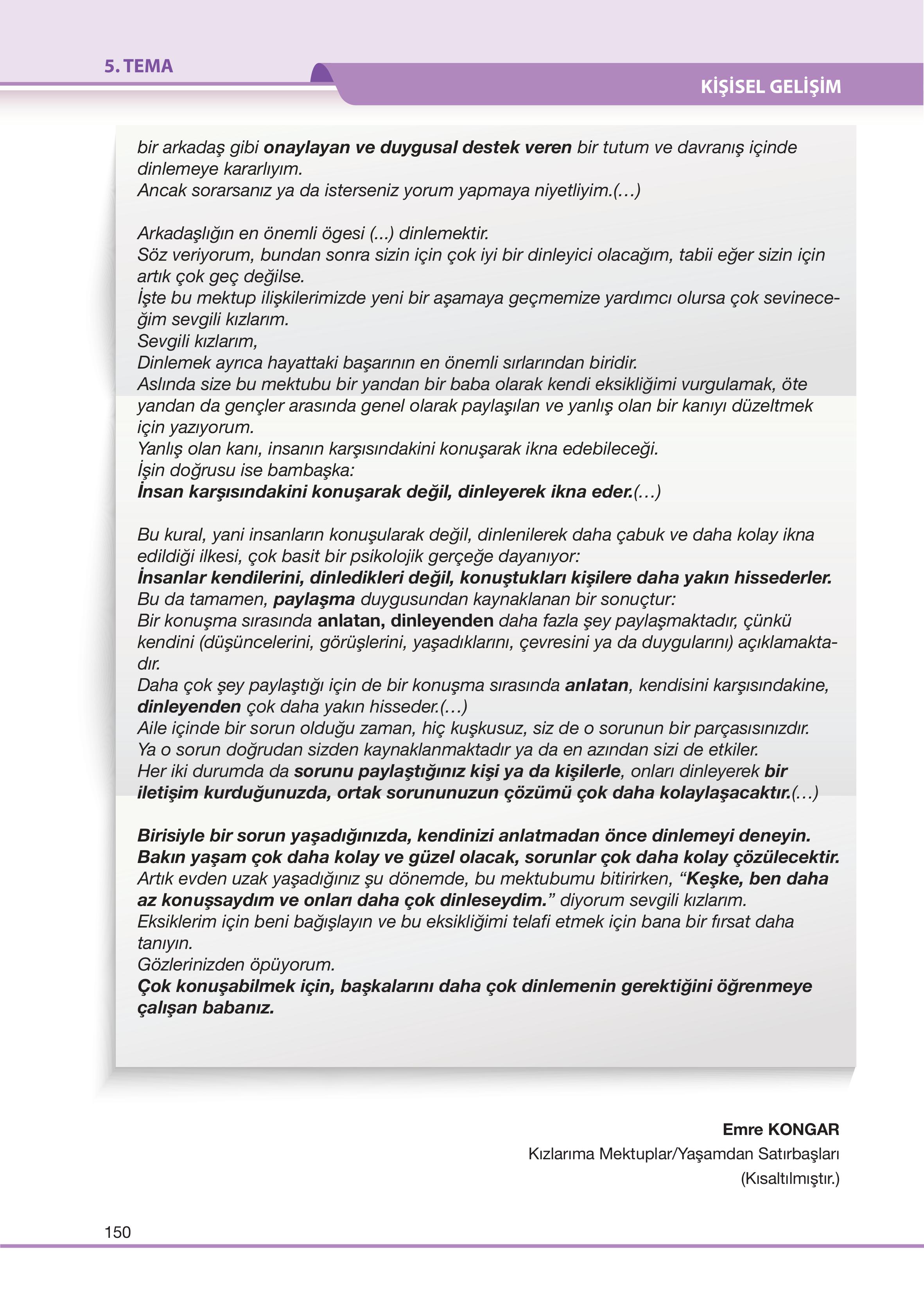 7. Sınıf Özgün Yayıncılık Türkçe Ders Kitabı Sayfa 150 Cevapları