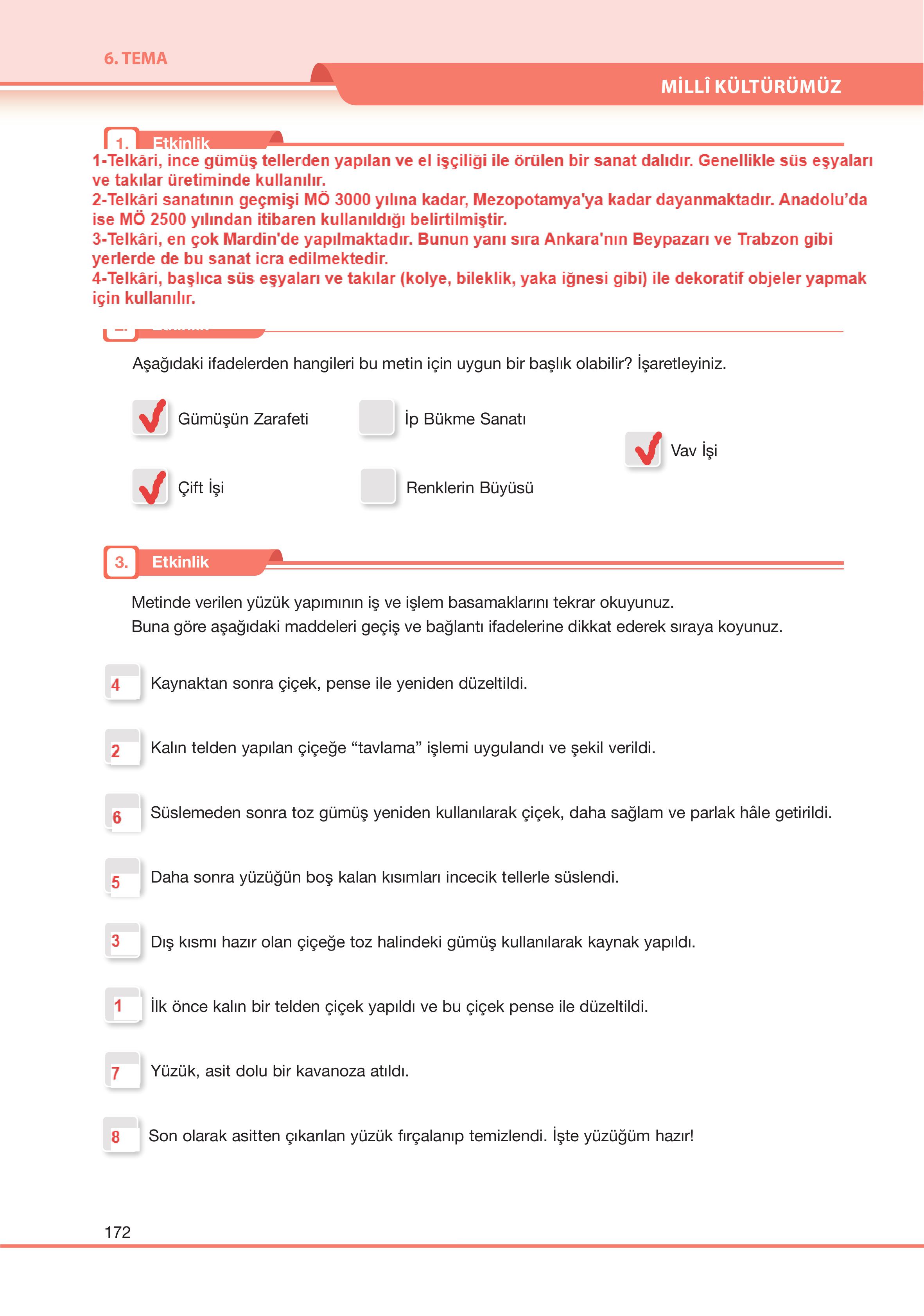 7. Sınıf Özgün Yayıncılık Türkçe Ders Kitabı Sayfa 172 Cevapları