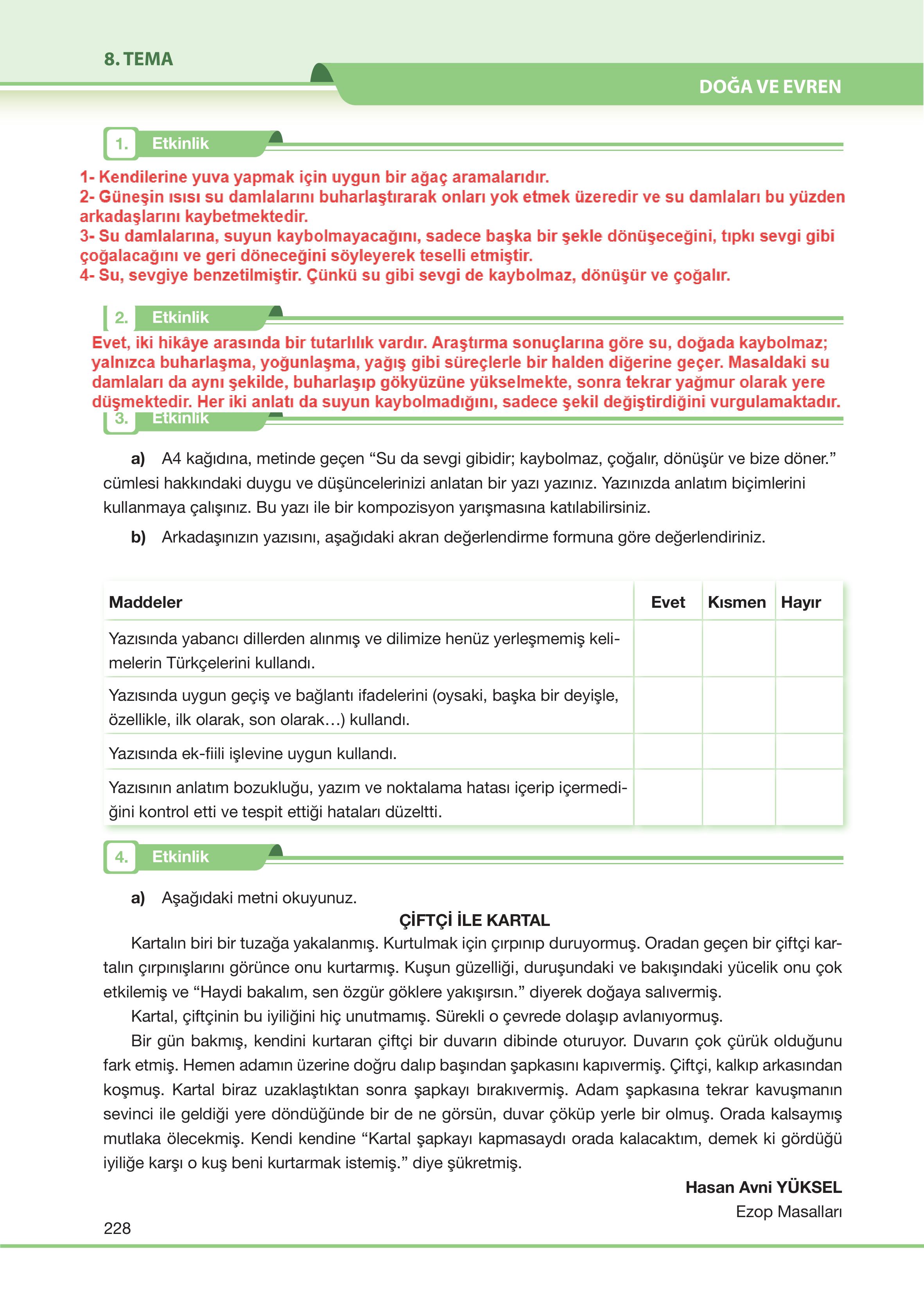7. Sınıf Özgün Yayıncılık Türkçe Ders Kitabı Sayfa 228 Cevapları