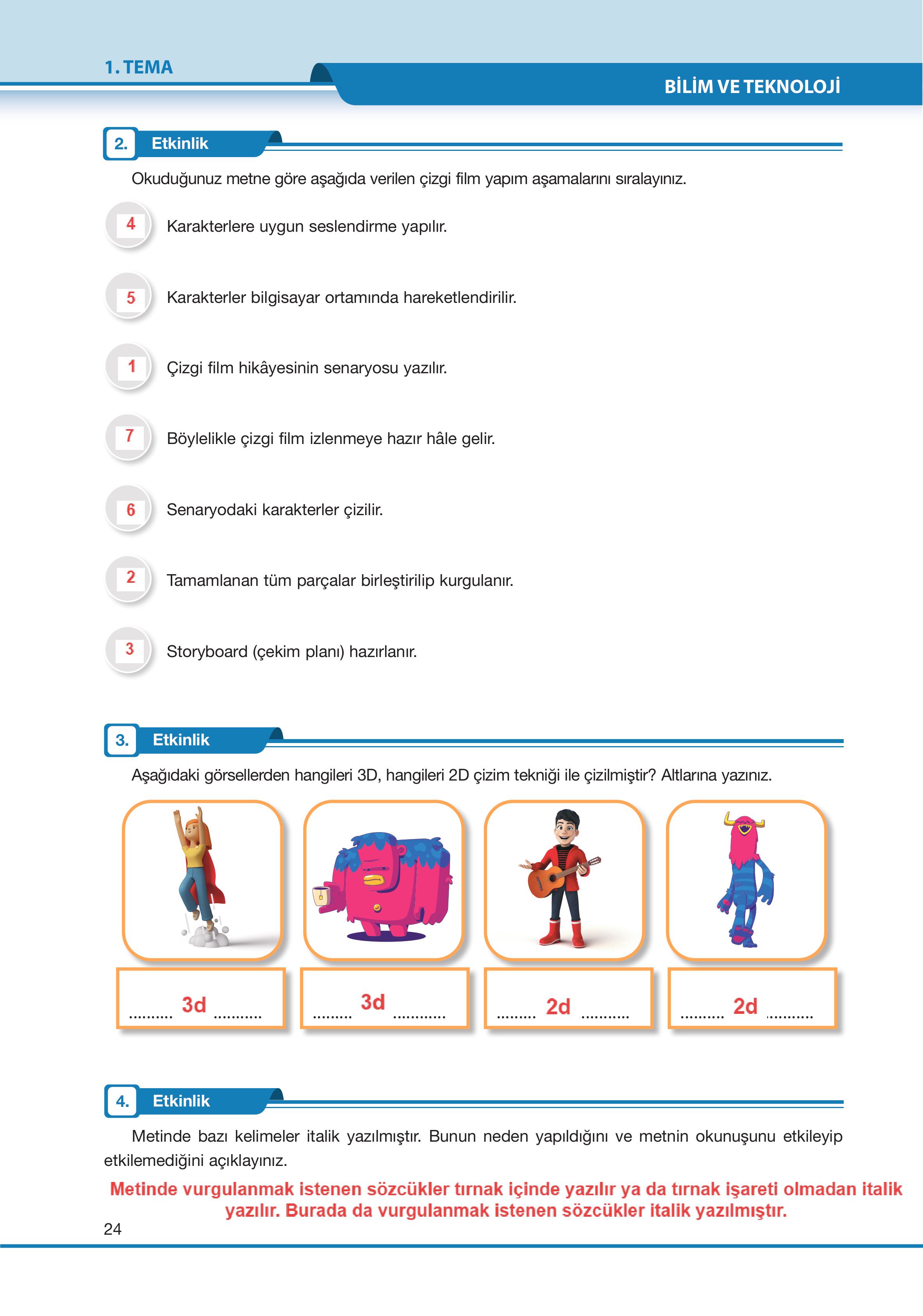 7. Sınıf Özgün Yayıncılık Türkçe Ders Kitabı Sayfa 24 Cevapları