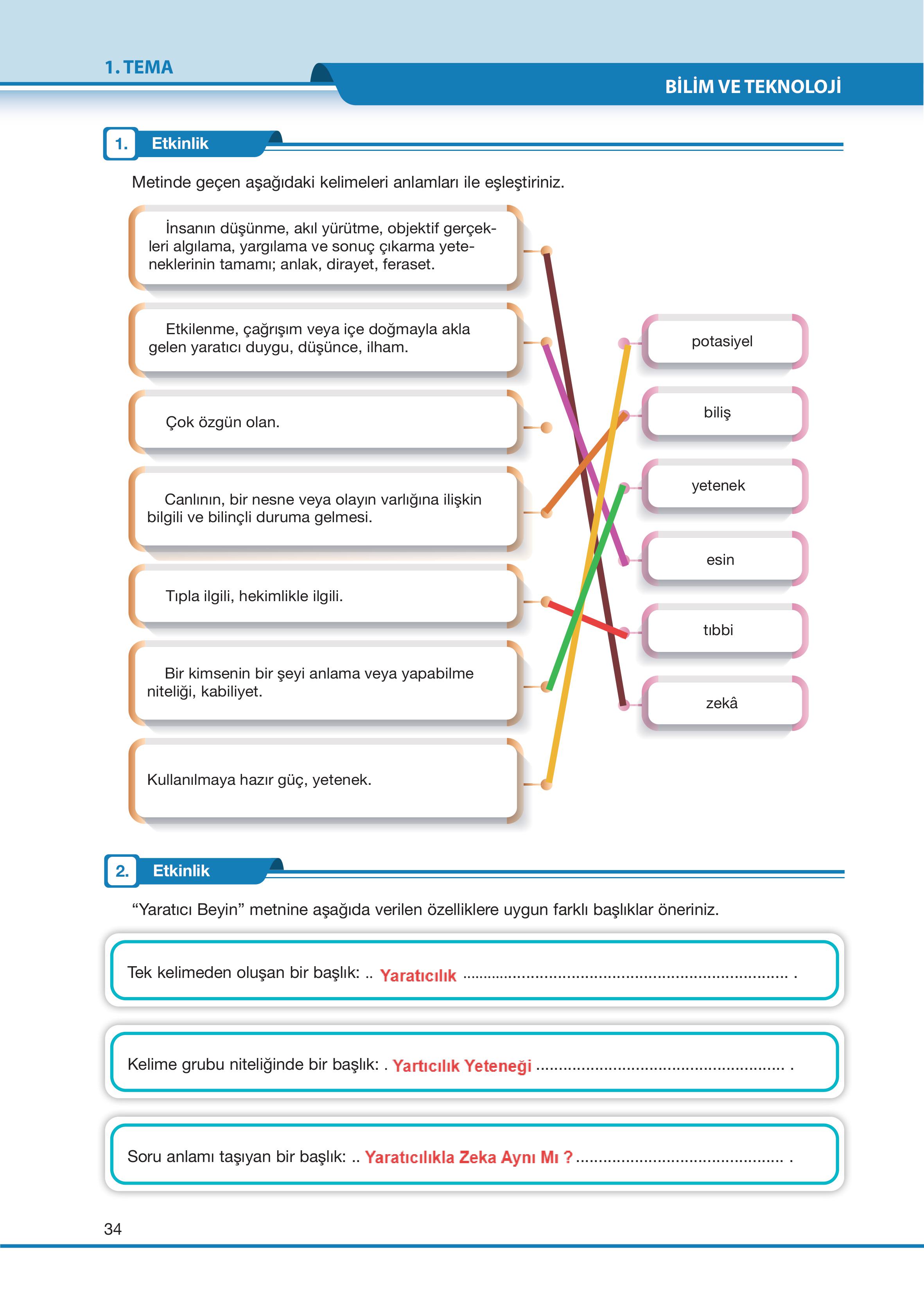 7. Sınıf Özgün Yayıncılık Türkçe Ders Kitabı Sayfa 34 Cevapları 7. Sınıf Özgün Yayıncılık Türkçe Ders Kitabı Sayfa 34 Cevapları