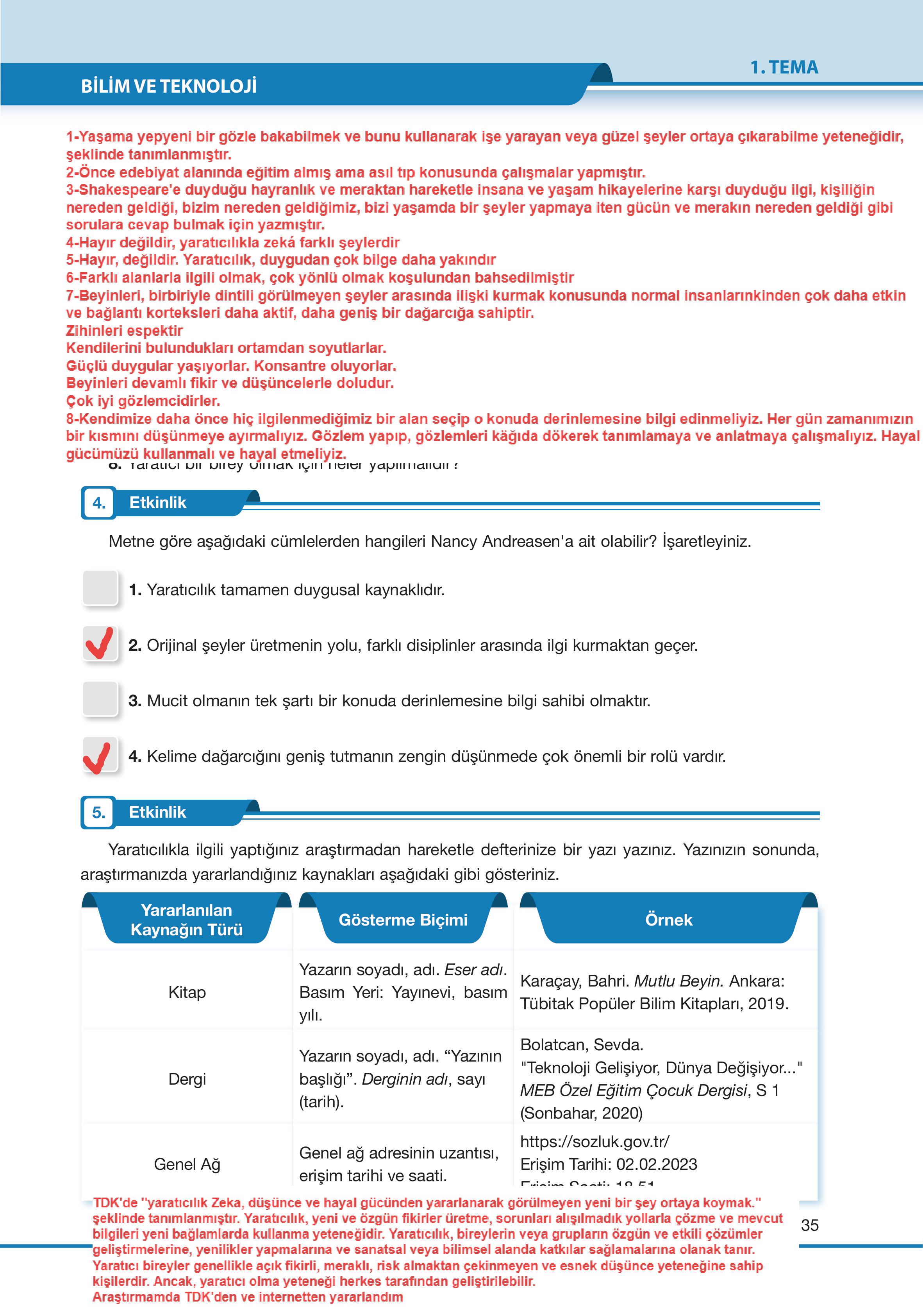 7. Sınıf Özgün Yayıncılık Türkçe Ders Kitabı Sayfa 35 Cevapları 7. Sınıf Özgün Yayıncılık Türkçe Ders Kitabı Sayfa 35 Cevapları