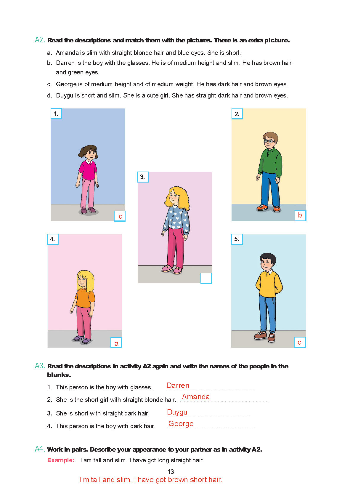 7. Sınıf Yıldırım Yayınları İngilizce Ders Kitabı Sayfa 013 Cevapları