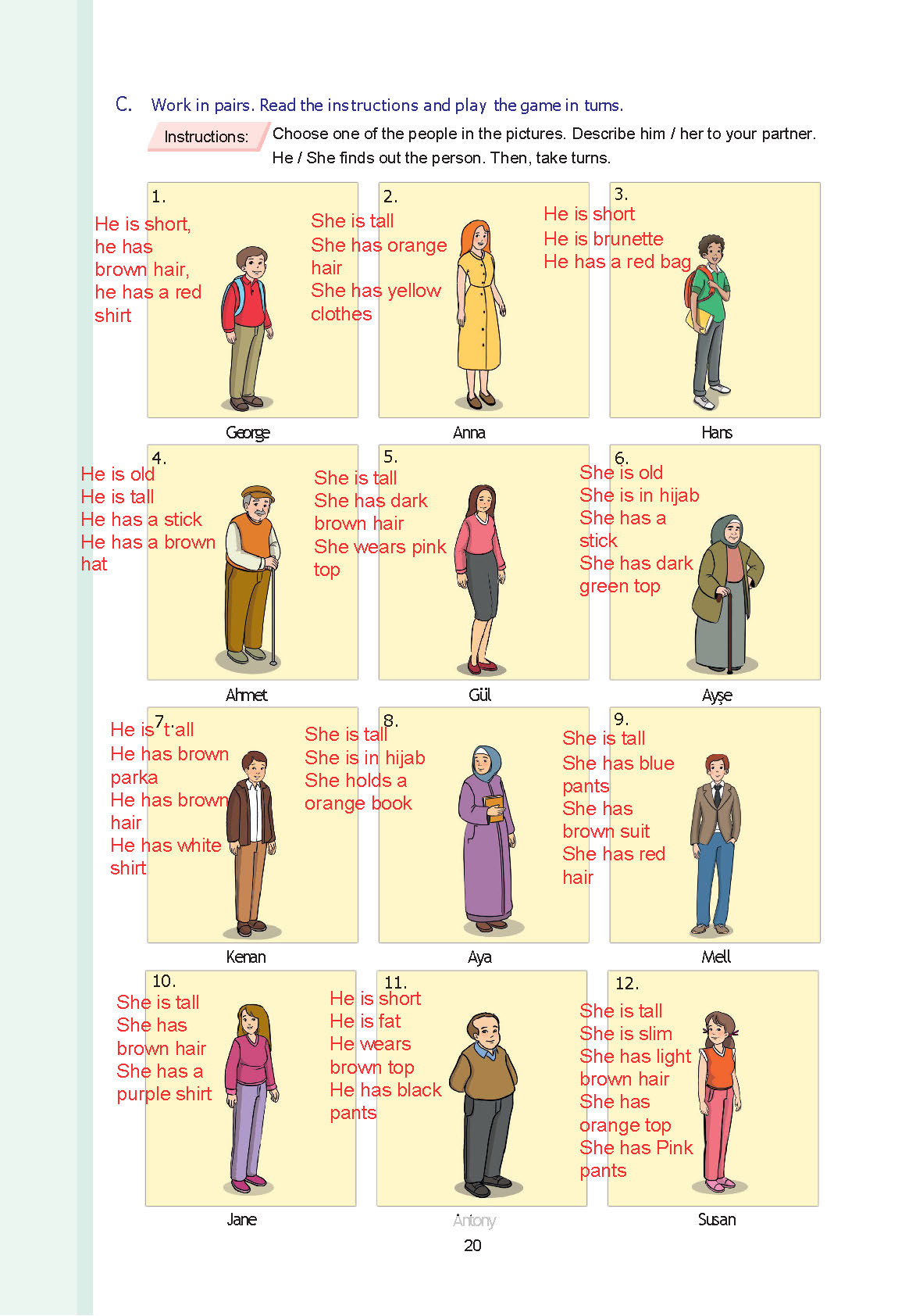 7. Sınıf Yıldırım Yayınları İngilizce Ders Kitabı Sayfa 020 Cevapları