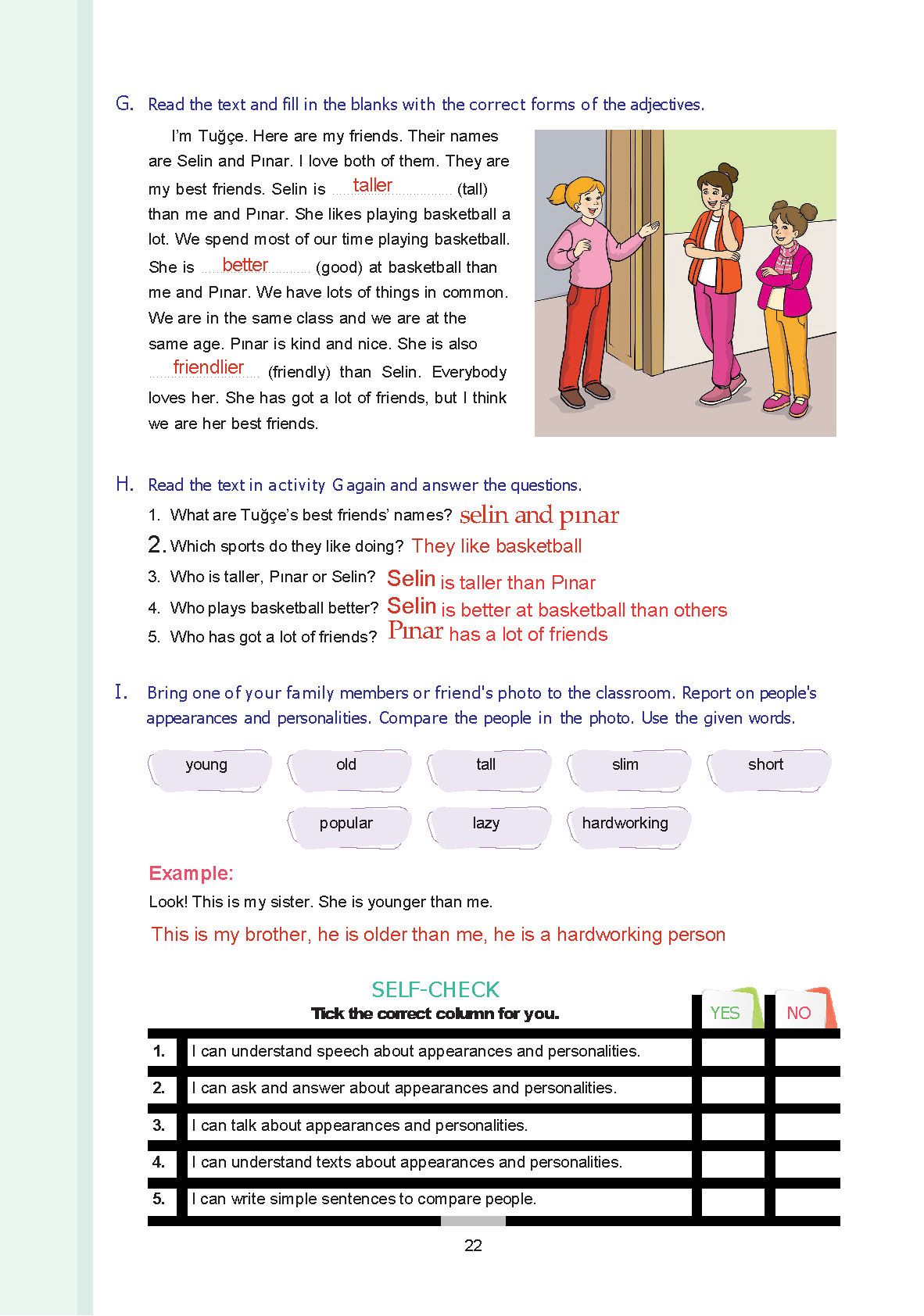 7. Sınıf Yıldırım Yayınları İngilizce Ders Kitabı Sayfa 022 Cevapları