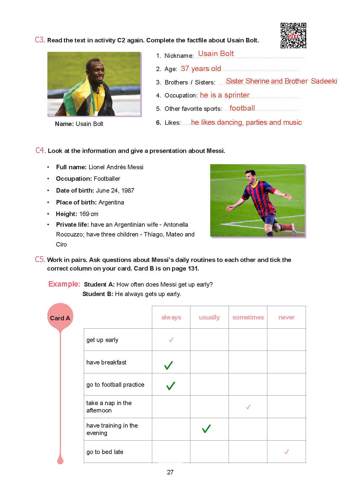 7. Sınıf Yıldırım Yayınları İngilizce Ders Kitabı Sayfa 027 Cevapları