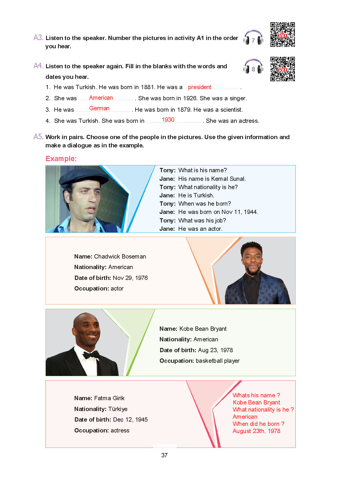 7. Sınıf Yıldırım Yayınları İngilizce Ders Kitabı Sayfa 037 Cevapları