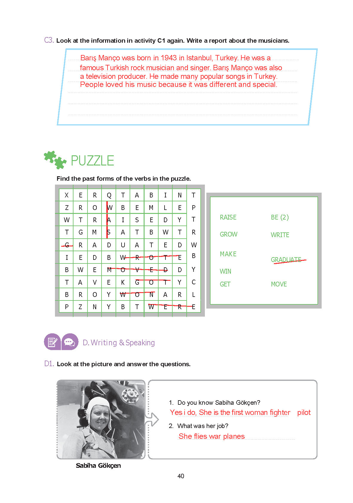 7. Sınıf Yıldırım Yayınları İngilizce Ders Kitabı Sayfa 040 Cevapları