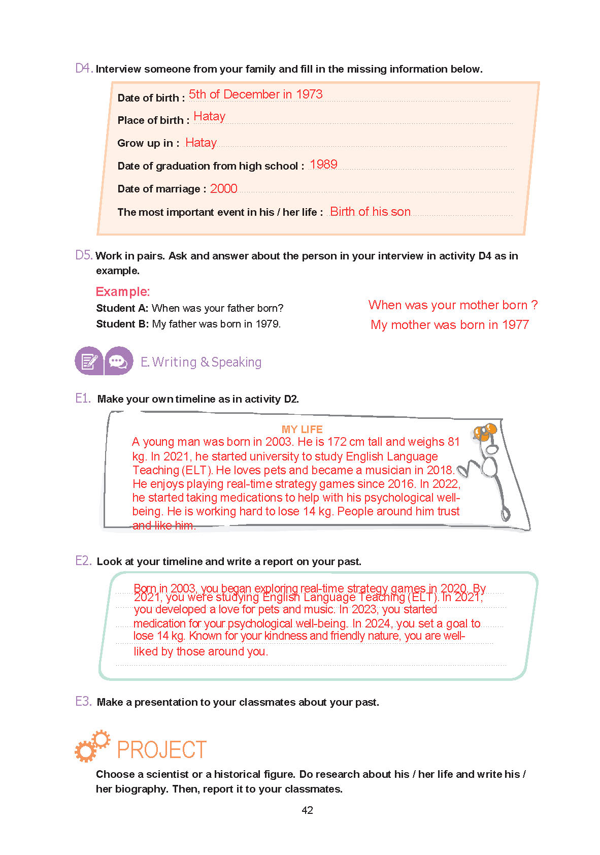 7. Sınıf Yıldırım Yayınları İngilizce Ders Kitabı Sayfa 042 Cevapları