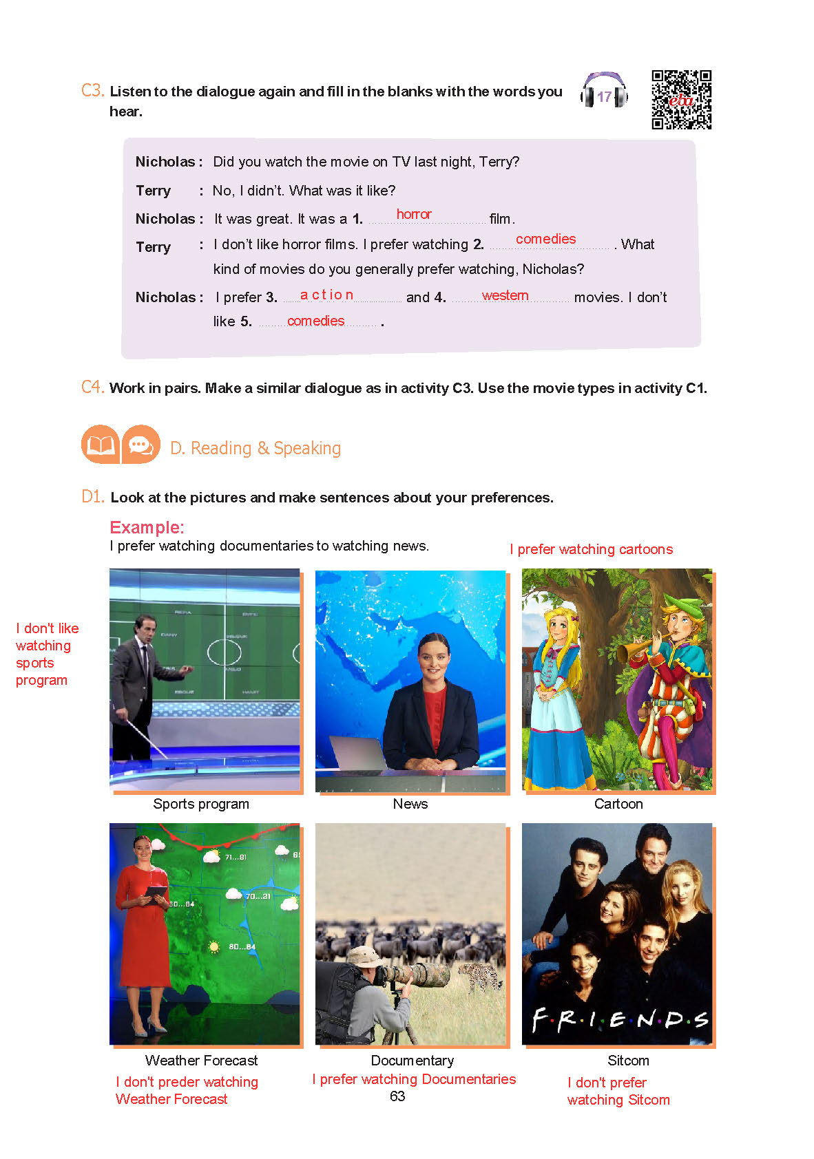 7. Sınıf Yıldırım Yayınları İngilizce Ders Kitabı Sayfa 063 Cevapları