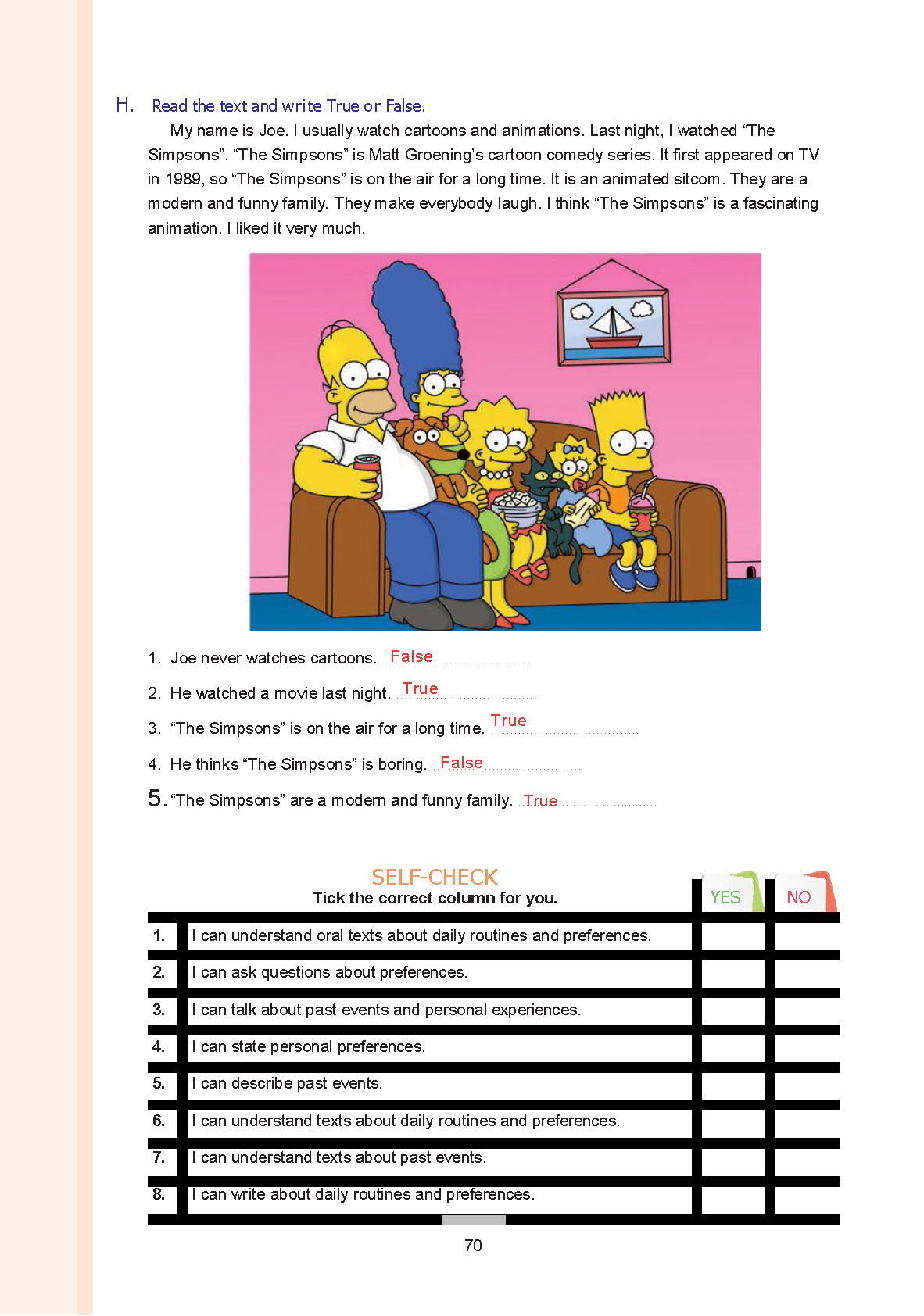 7. Sınıf Yıldırım Yayınları İngilizce Ders Kitabı Sayfa 070 Cevapları