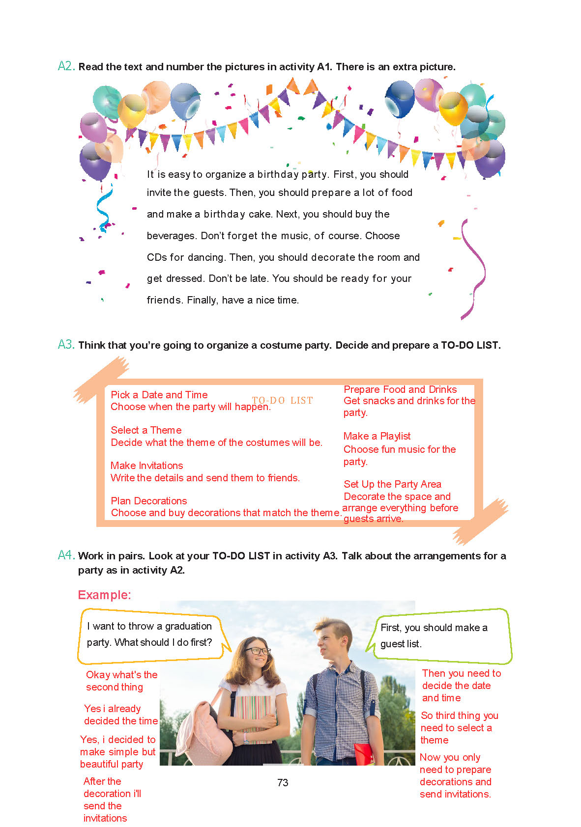 7. Sınıf Yıldırım Yayınları İngilizce Ders Kitabı Sayfa 073 Cevapları