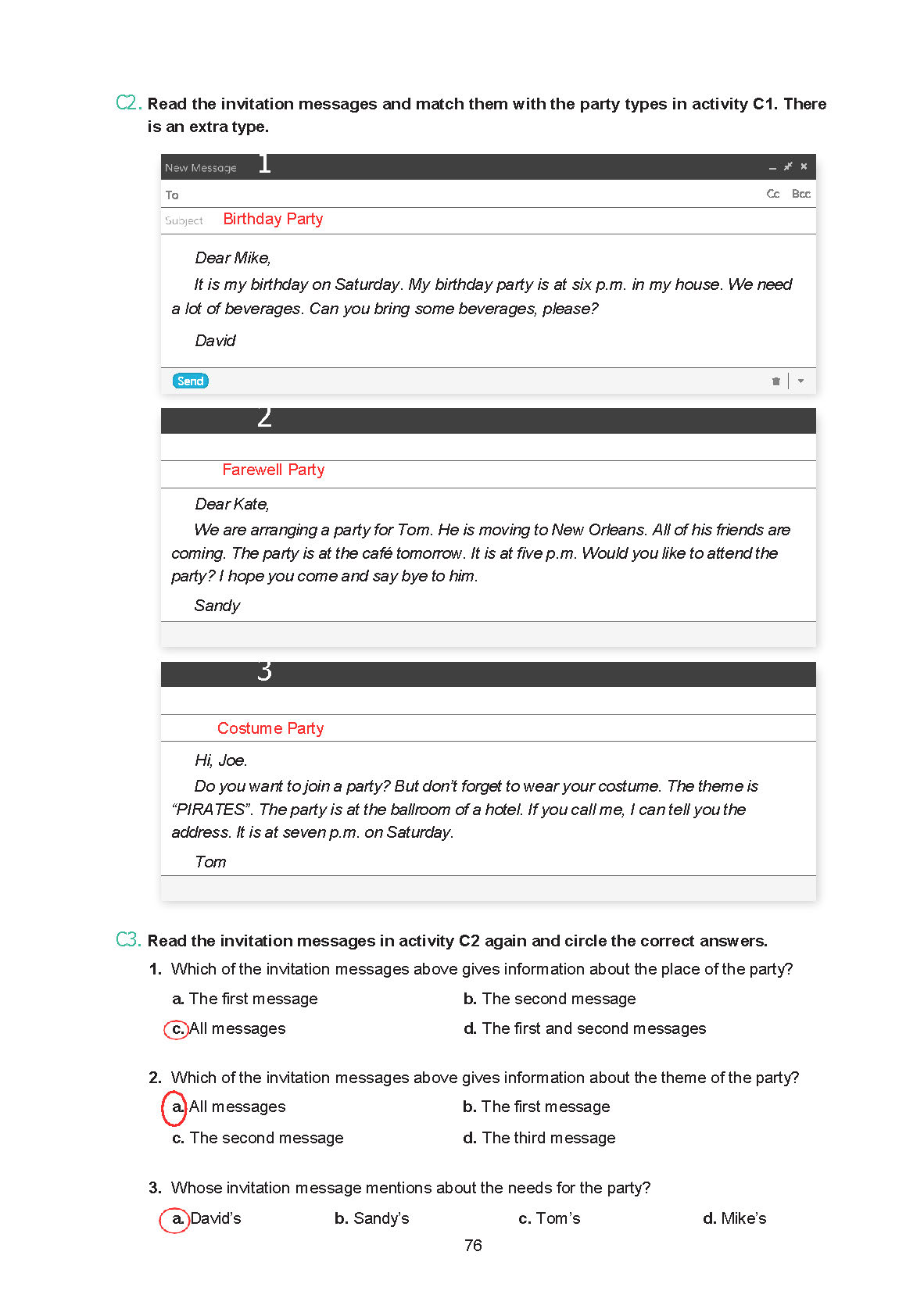 7. Sınıf Yıldırım Yayınları İngilizce Ders Kitabı Sayfa 076 Cevapları