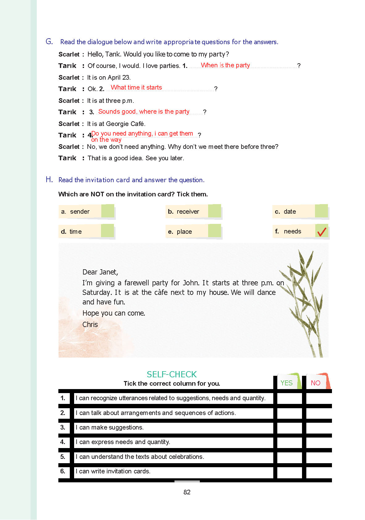 7. Sınıf Yıldırım Yayınları İngilizce Ders Kitabı Sayfa 082 Cevapları