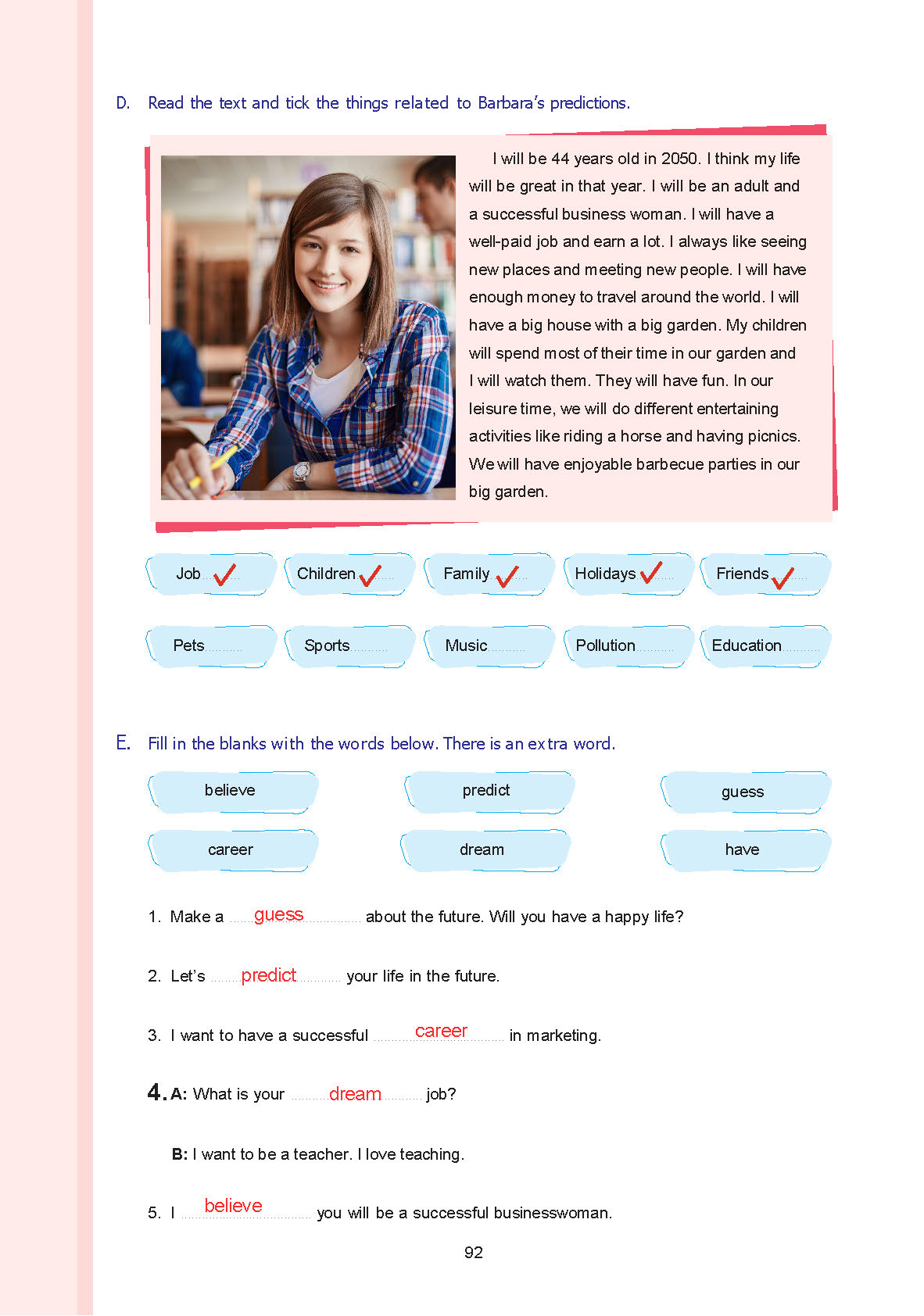 7. Sınıf Yıldırım Yayınları İngilizce Ders Kitabı Sayfa 092 Cevapları