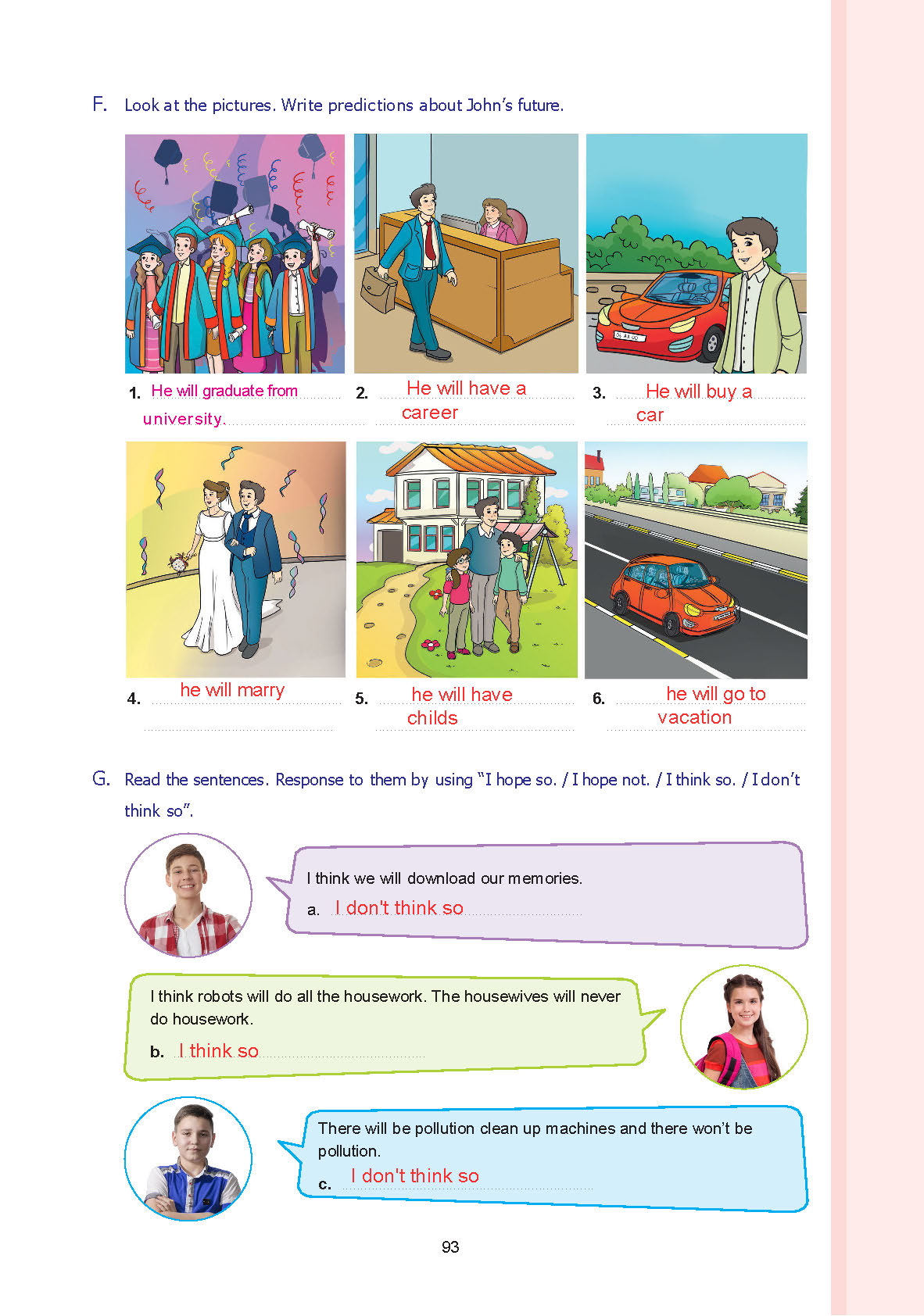 7. Sınıf Yıldırım Yayınları İngilizce Ders Kitabı Sayfa 093 Cevapları