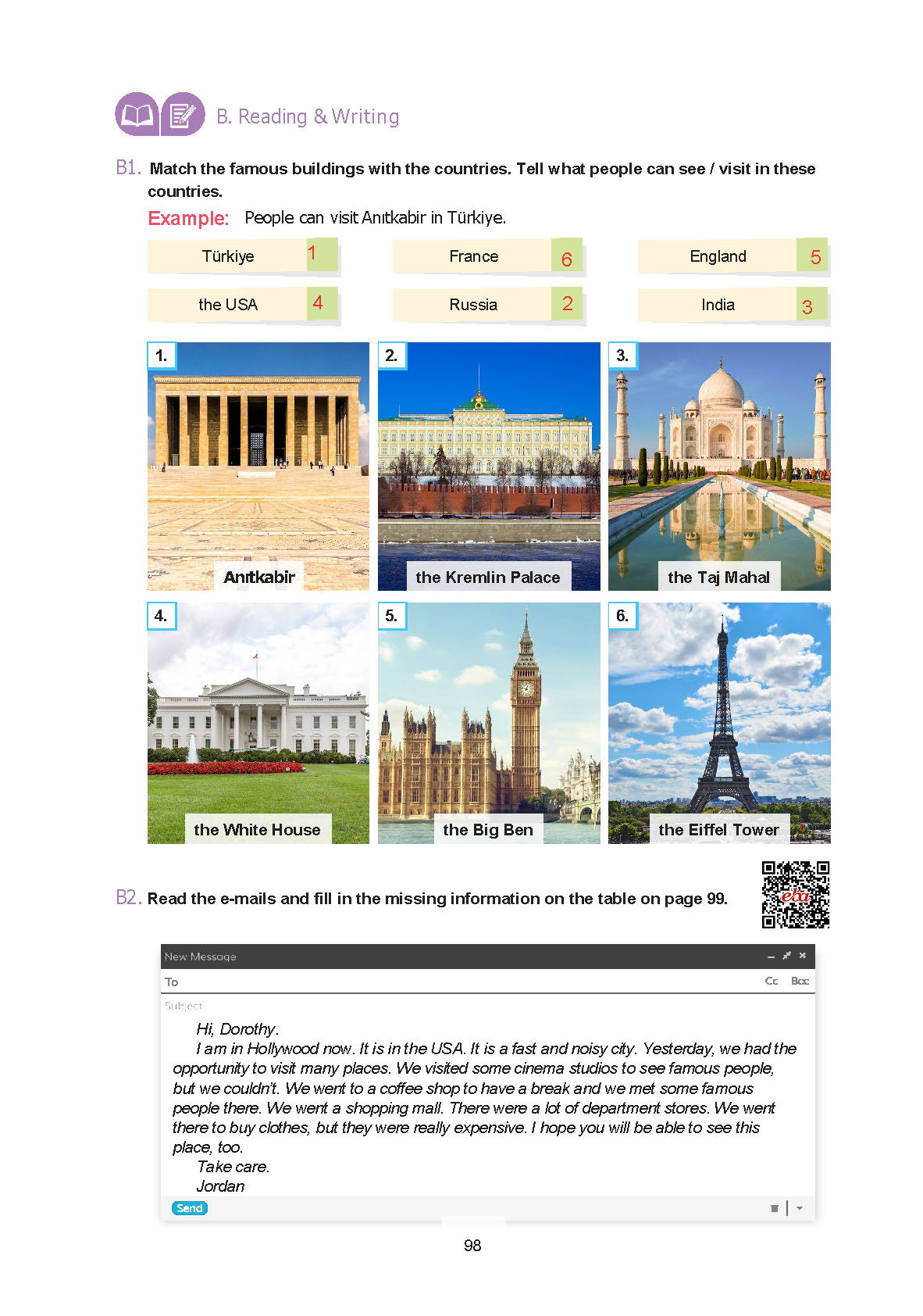 7. Sınıf Yıldırım Yayınları İngilizce Ders Kitabı Sayfa 098 Cevapları