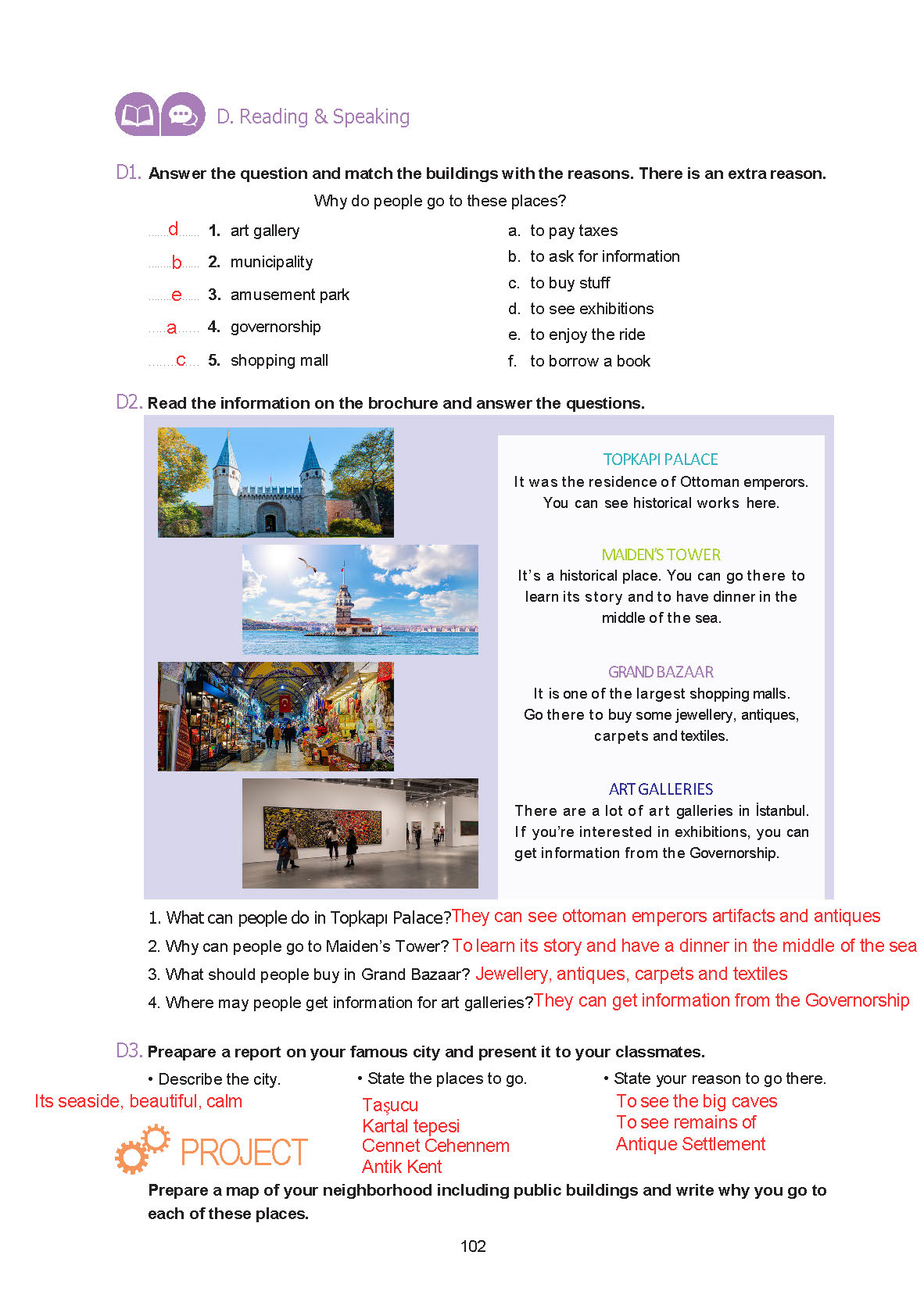 7. Sınıf Yıldırım Yayınları İngilizce Ders Kitabı Sayfa 102 Cevapları