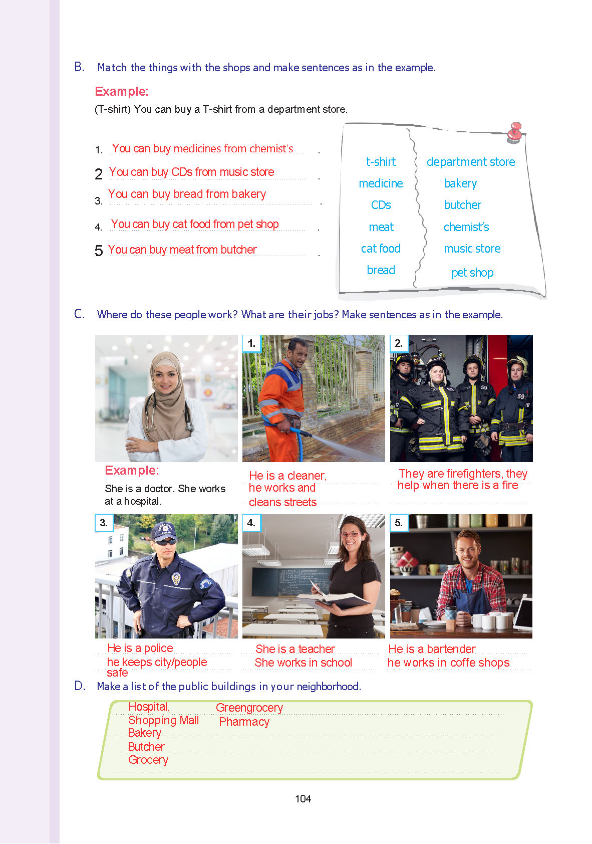 7. Sınıf Yıldırım Yayınları İngilizce Ders Kitabı Sayfa 104 Cevapları