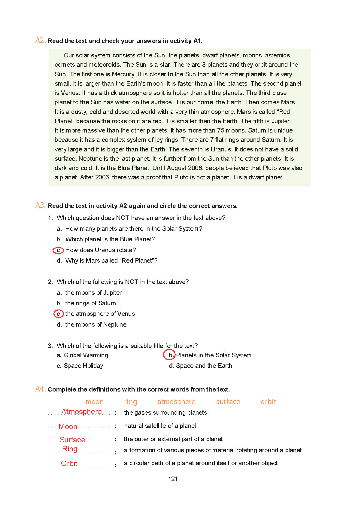 7. Sınıf Yıldırım Yayınları İngilizce Ders Kitabı Sayfa 121 Cevapları