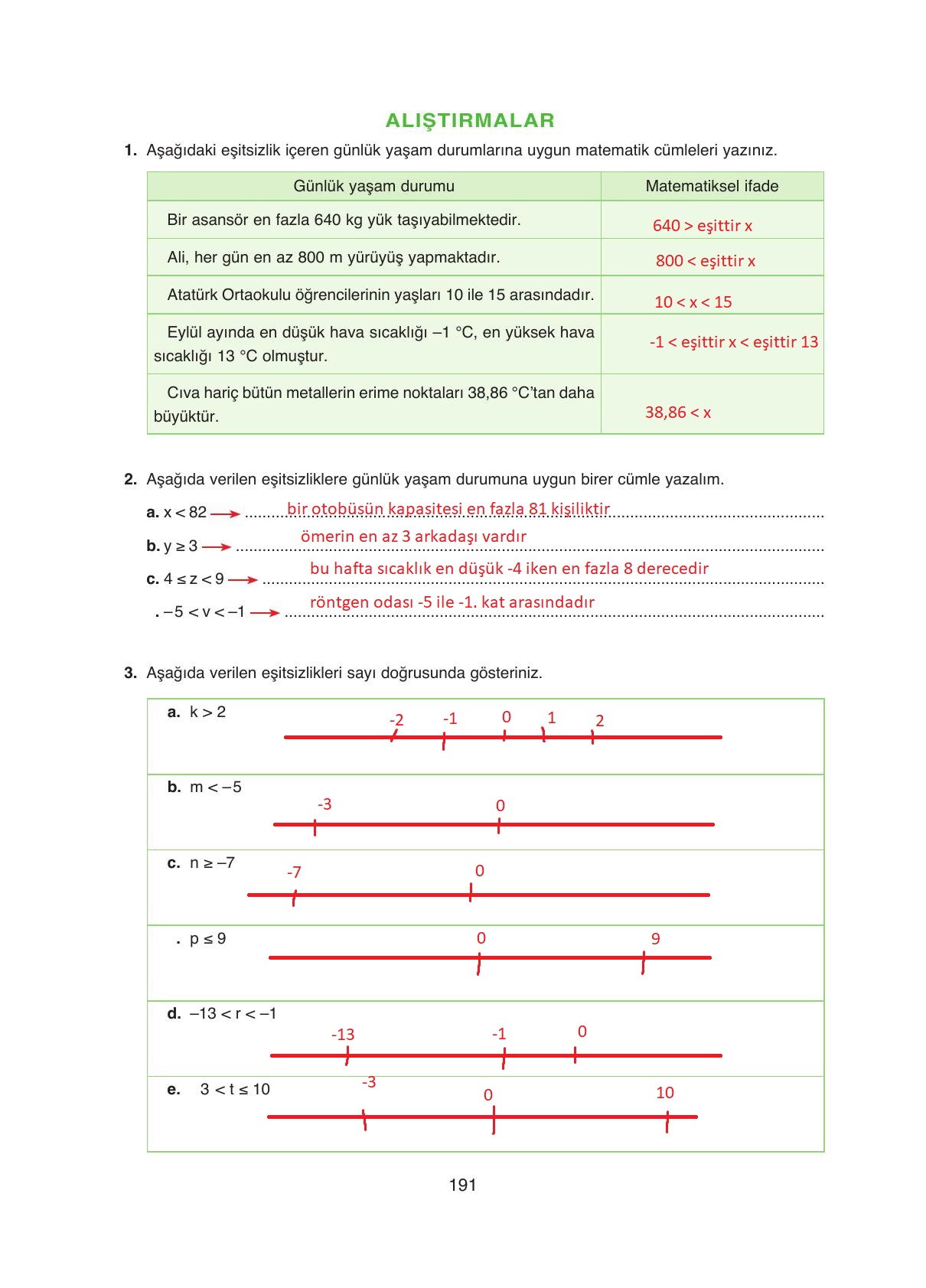 8. Sınıf Ada Yayıncılık Matematik Ders Kitabı Sayfa 191 Cevapları