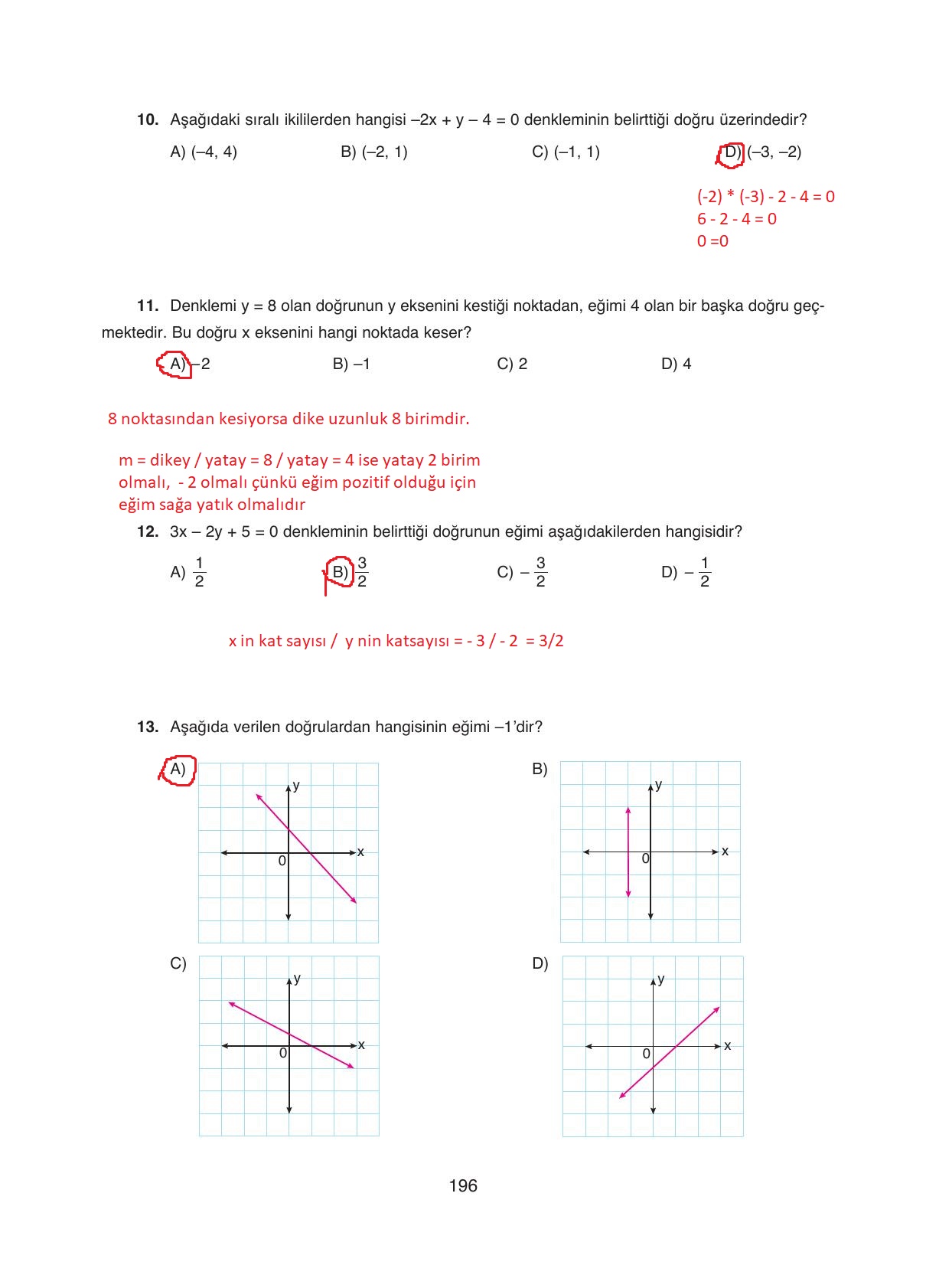 8. Sınıf Ada Yayıncılık Matematik Ders Kitabı Sayfa 196 Cevapları
