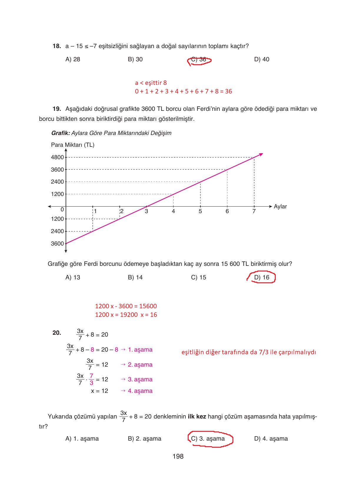 8. Sınıf Ada Yayıncılık Matematik Ders Kitabı Sayfa 198 Cevapları